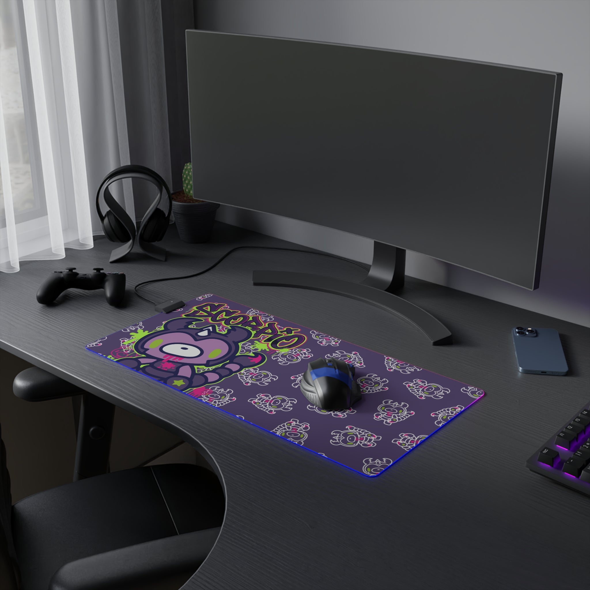 Scorpio Zodiac  Gloomy Bear LED Gaming Mouse Pad