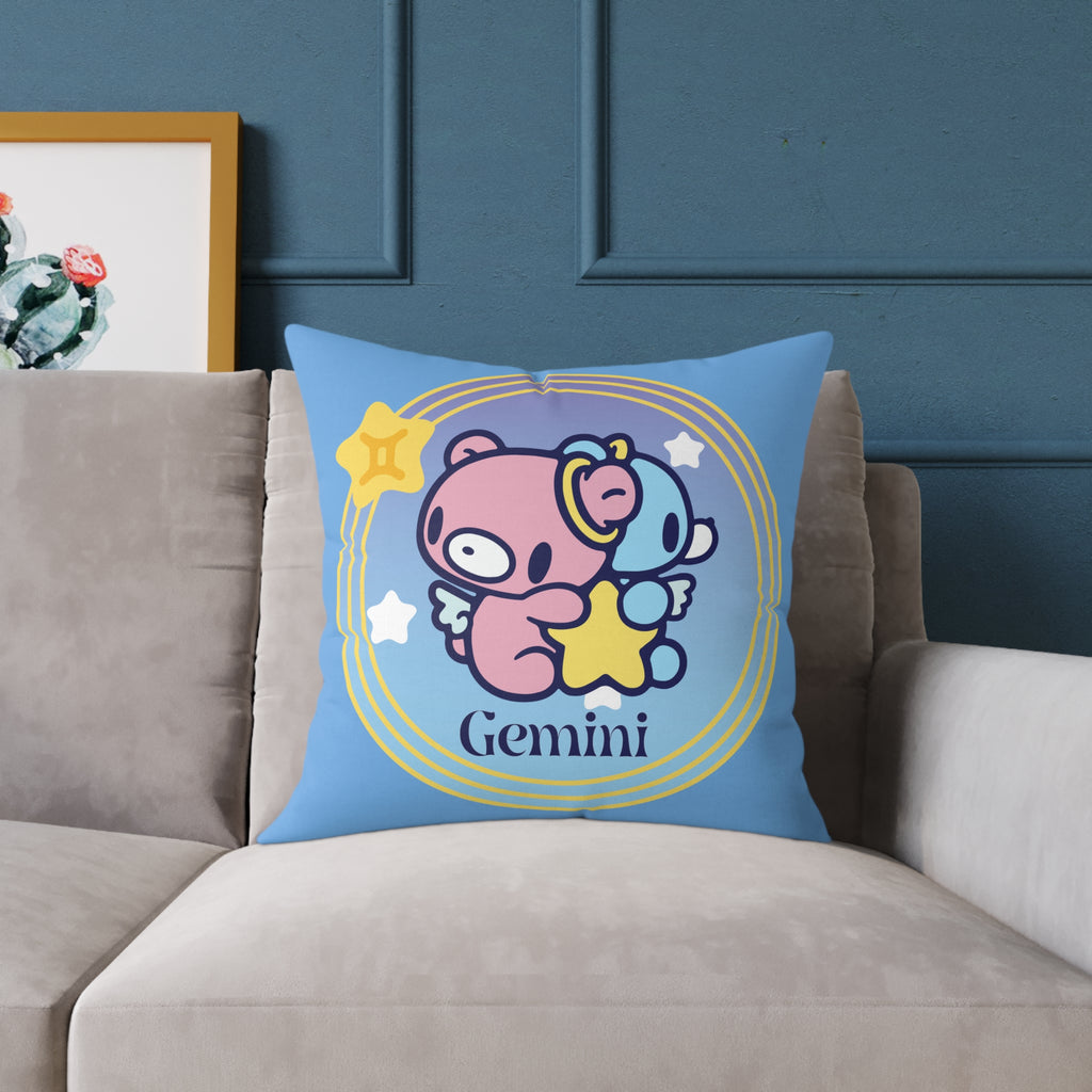 Gloomy Gemini Zodiac Square Poly Canvas Pillow