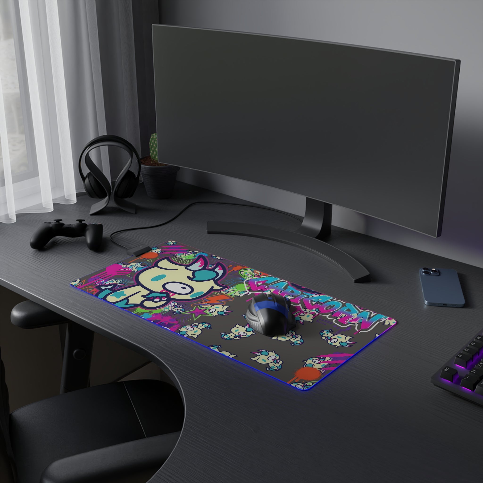 Capicorn Zodiac gloomy bear LED Gaming Mouse Pad