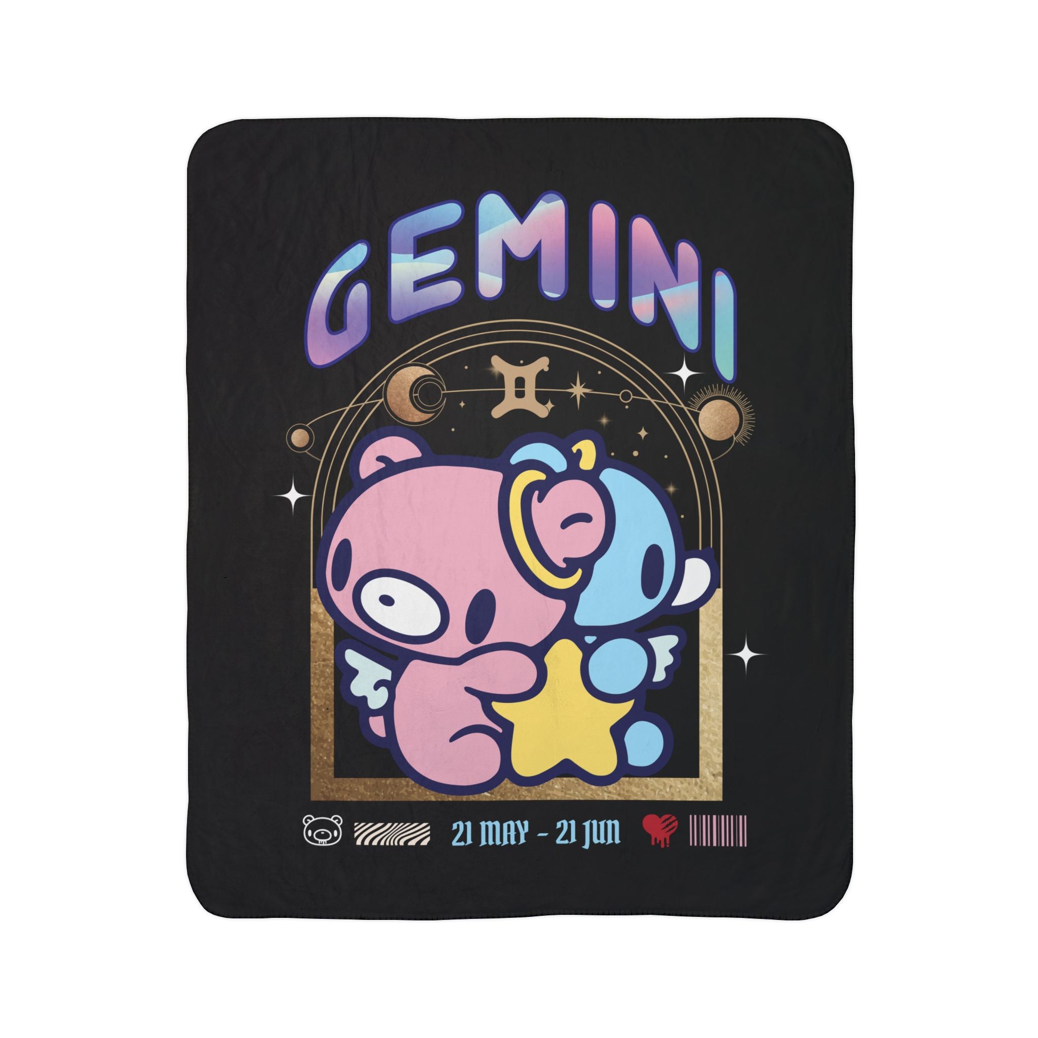 Gloomy Bear gemini Zodiac Fleece Sherpa Blanket
