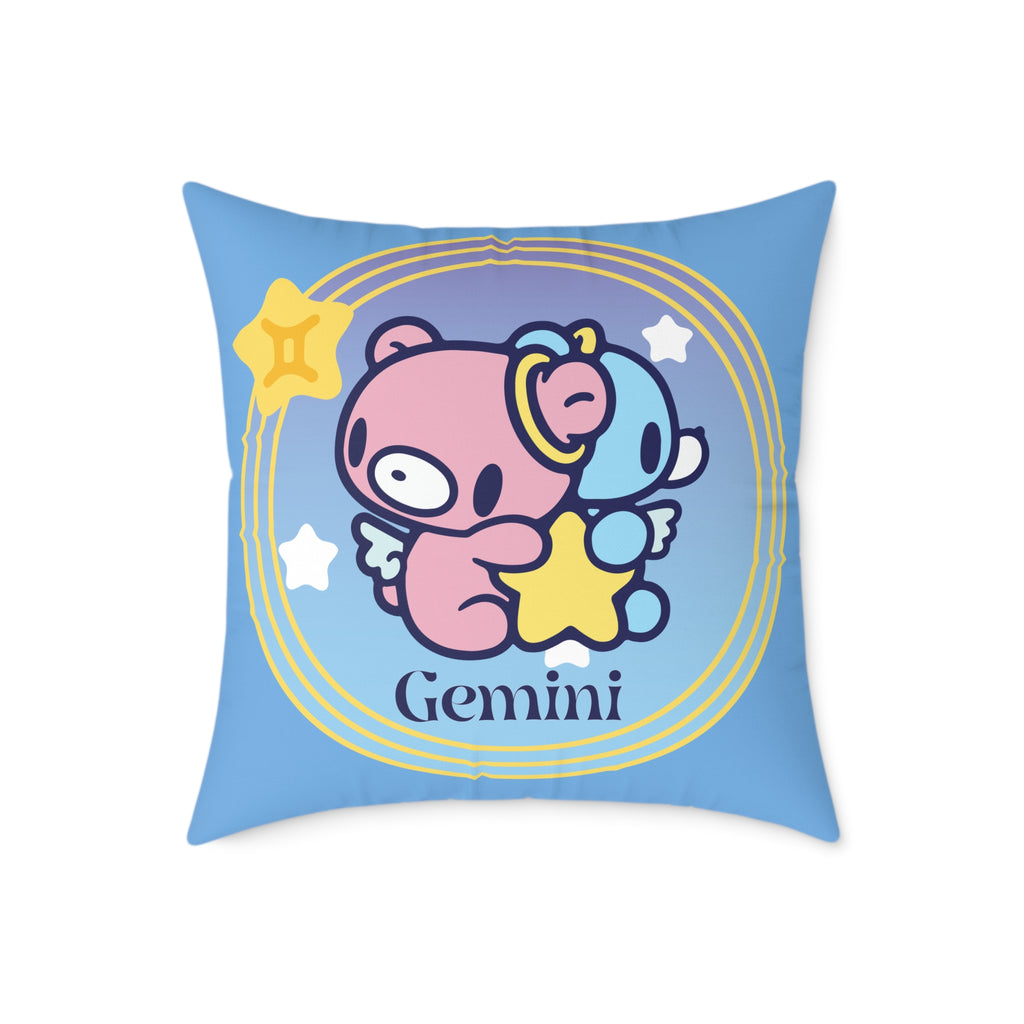 Gloomy Gemini Zodiac Square Poly Canvas Pillow