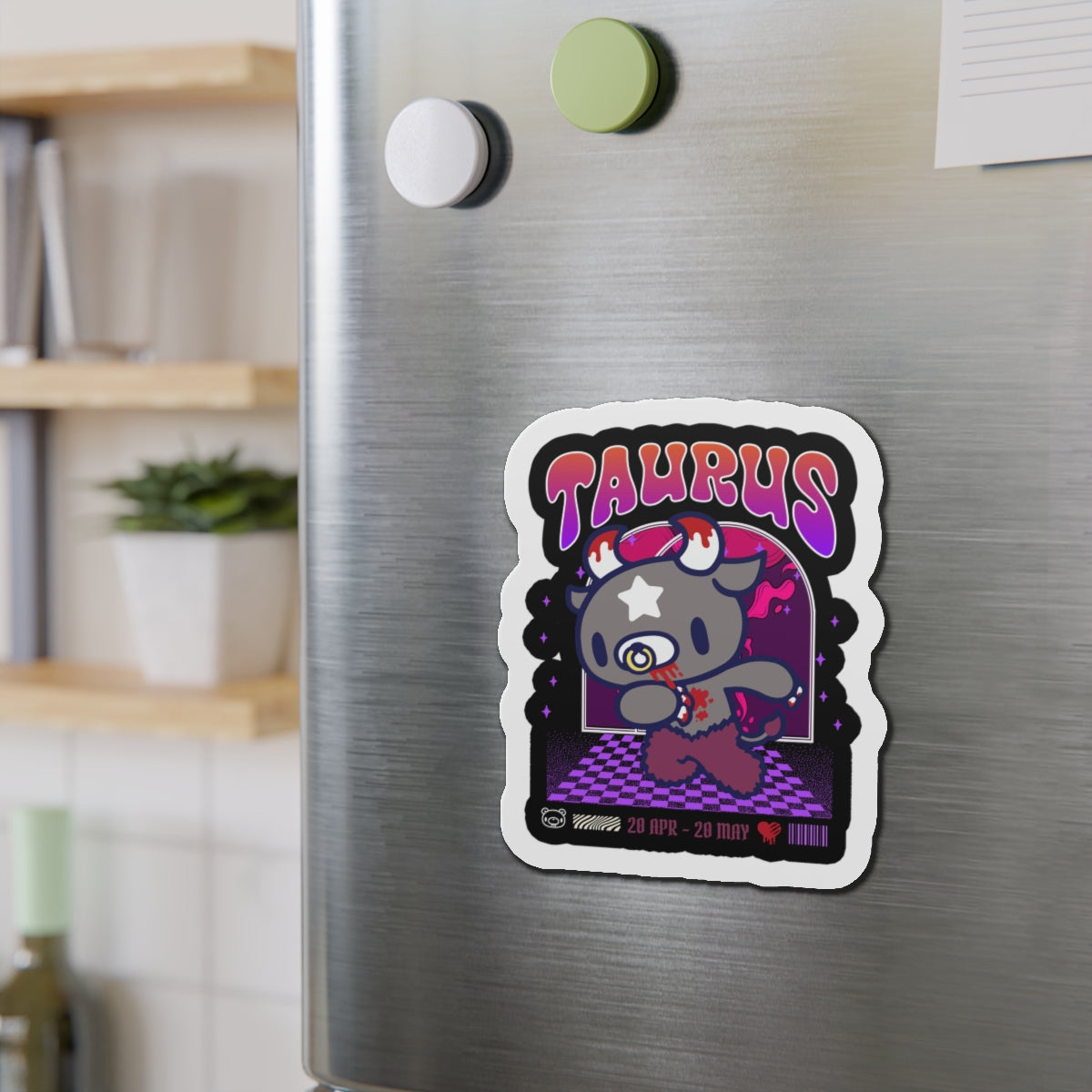Gloomy Taurus Zodiac  Die-Cut Magnets