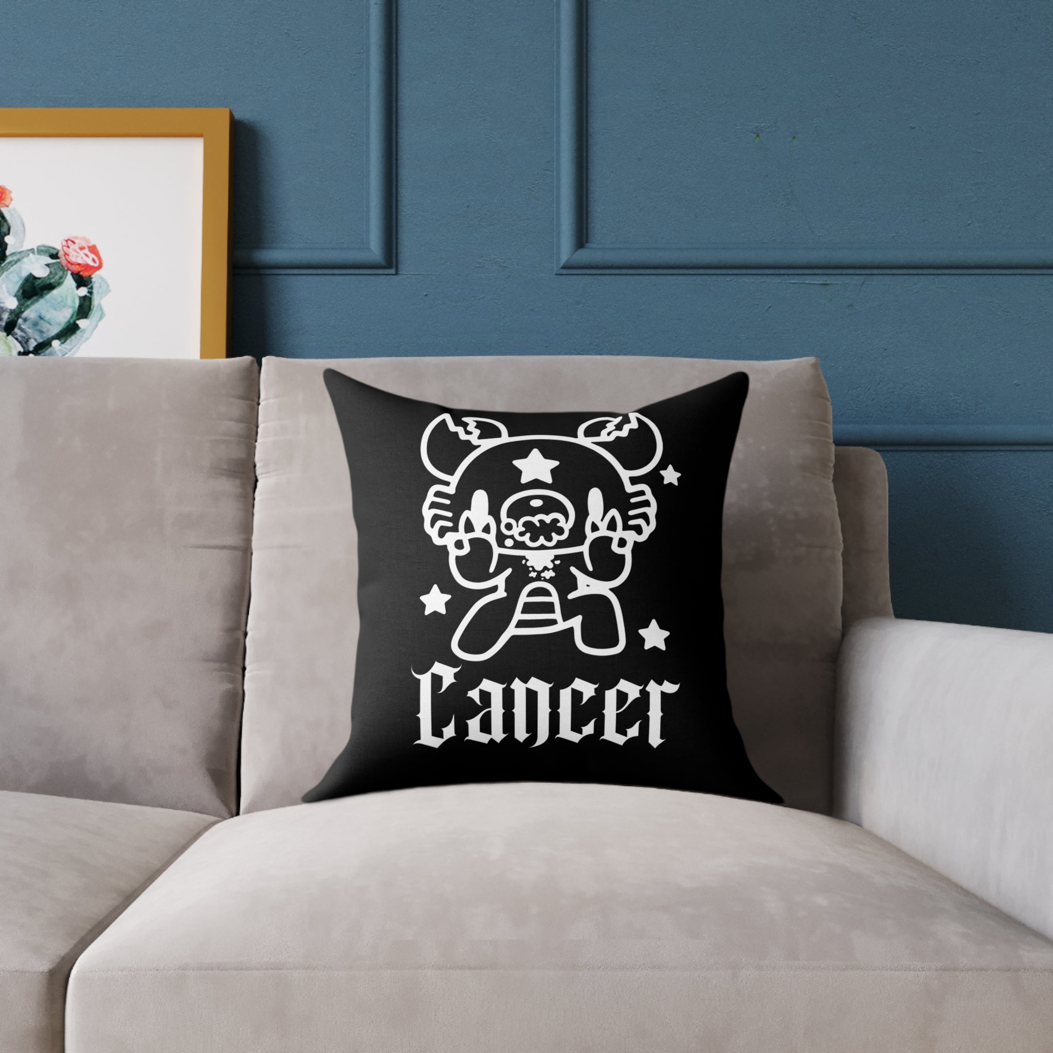 Gloomy Cancer Zodiac Square Poly Canvas Pillow