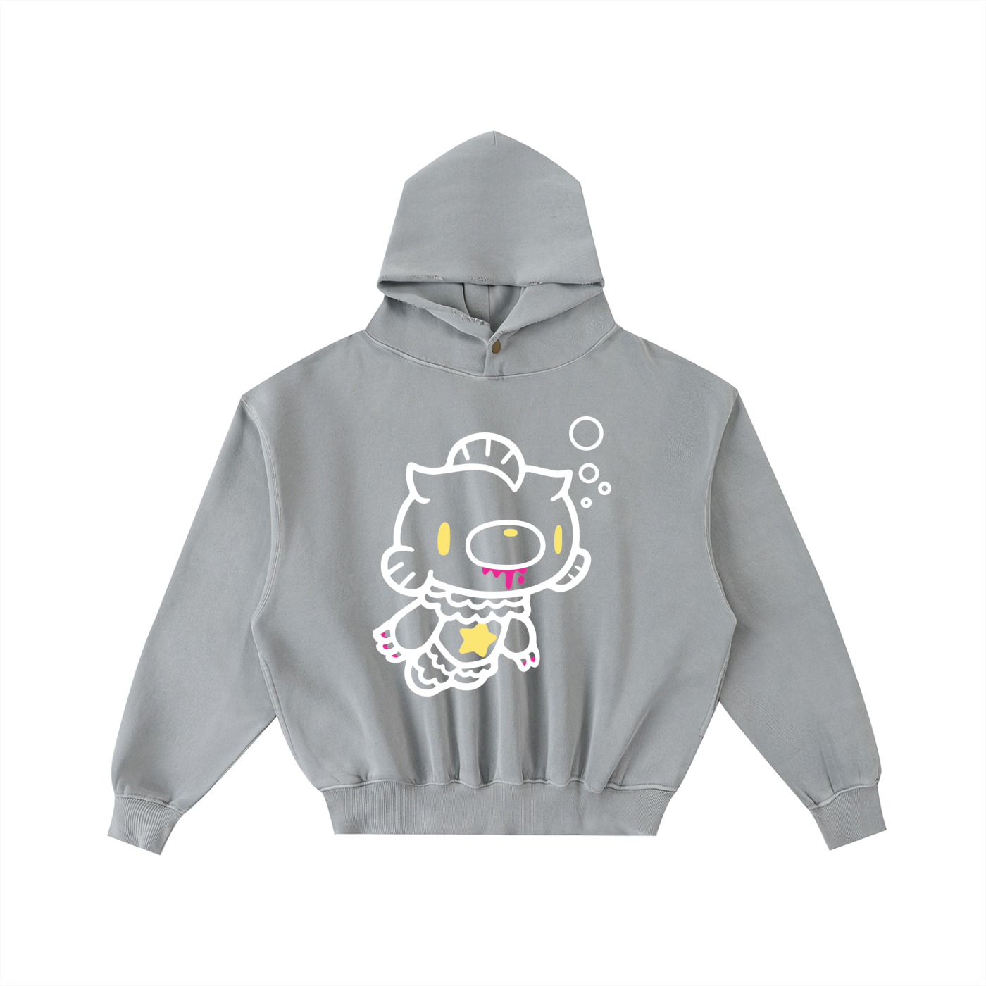 Frayed Enzyme Washed Fleece Hoodie