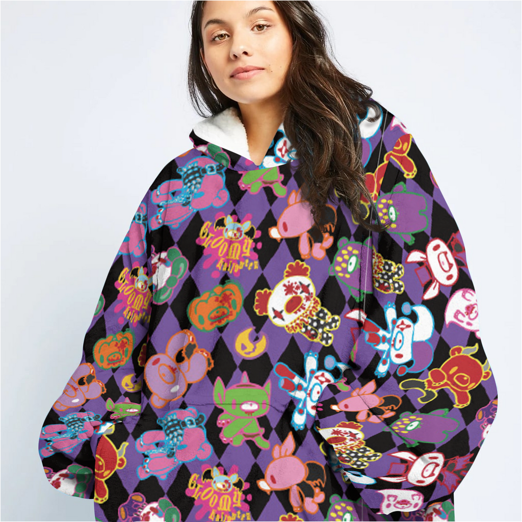 Gloomy Bear Jester Jam Unisex Hooded Blanket