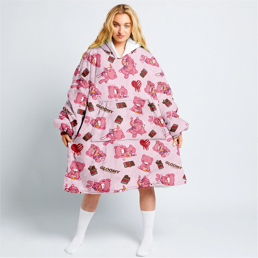 Gloomy Bear Chocho Hugs Unisex Hooded Blanket