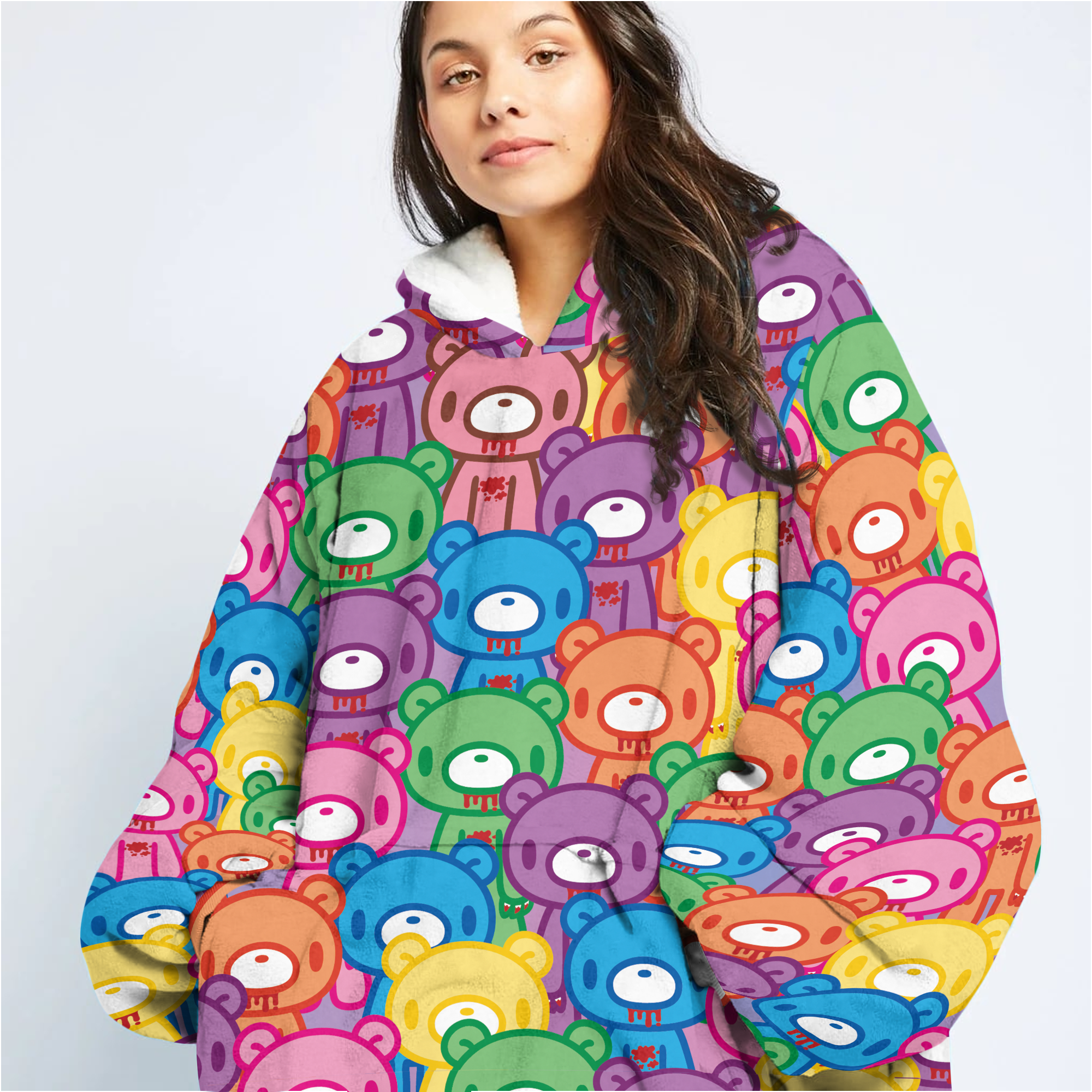 Gloomy Bear "Rainbow Dreams" Unisex Hooded Blanket
