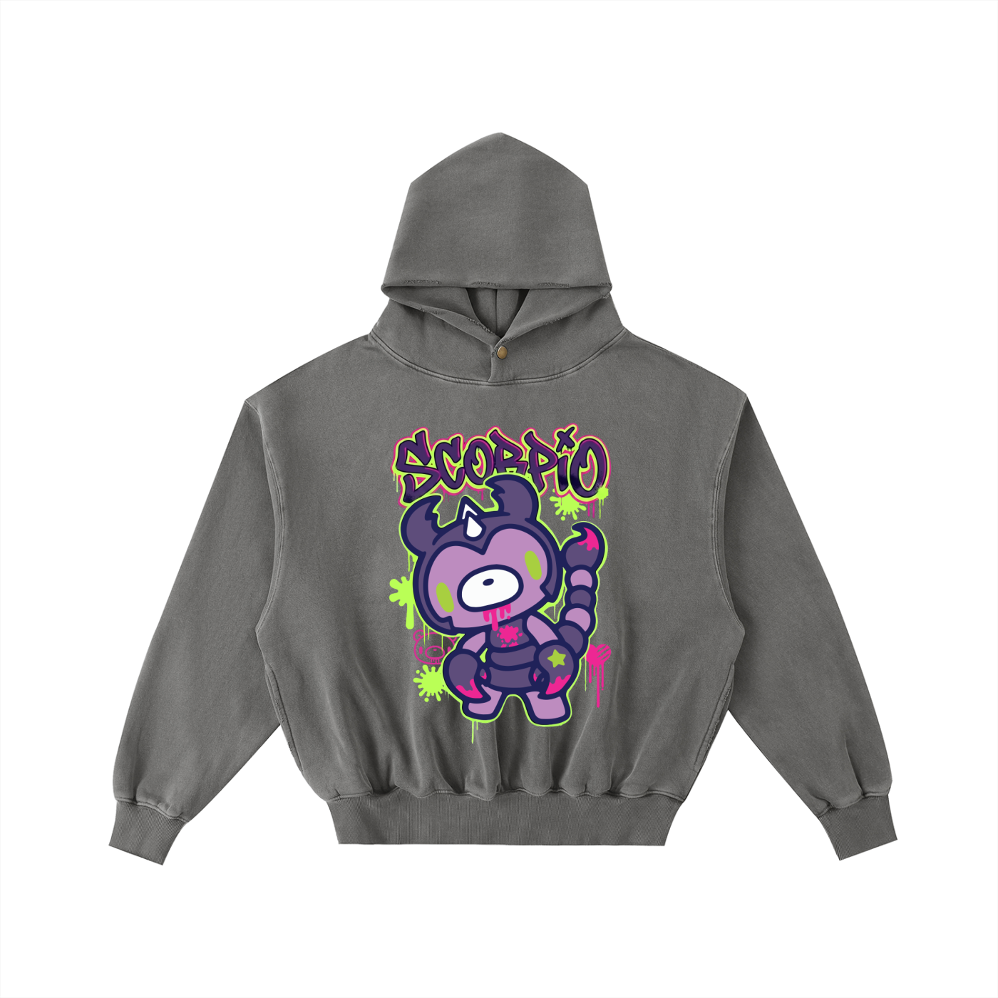 Frayed Enzyme Washed Fleece Hoodie