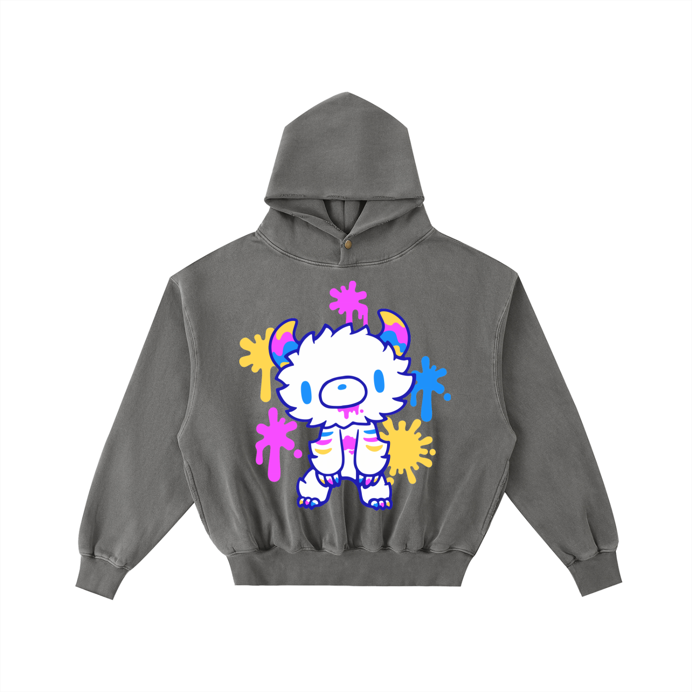 Frayed Enzyme Washed Fleece Hoodie
