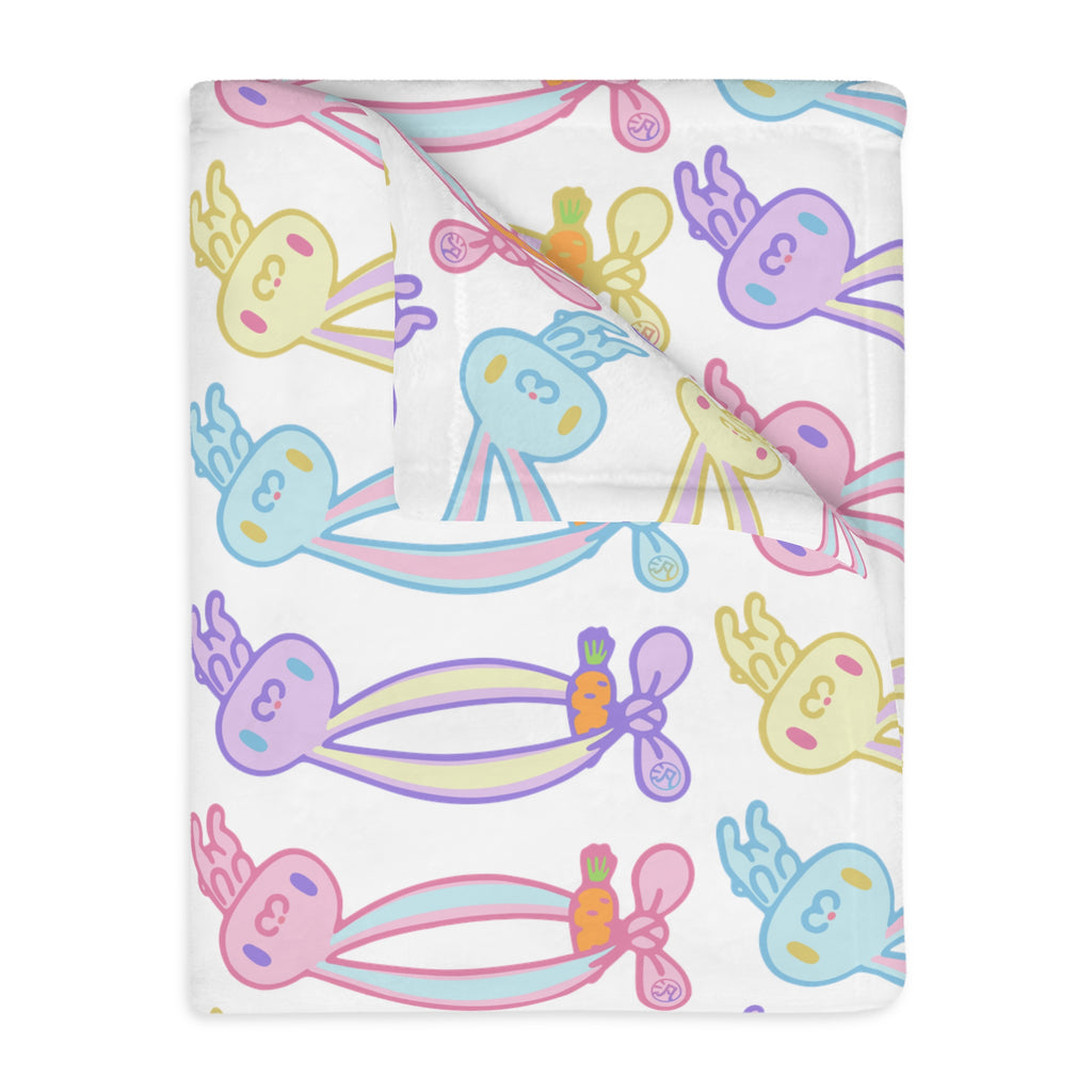 Pastel All Purpose Bunny Velveteen Microfiber Blanket