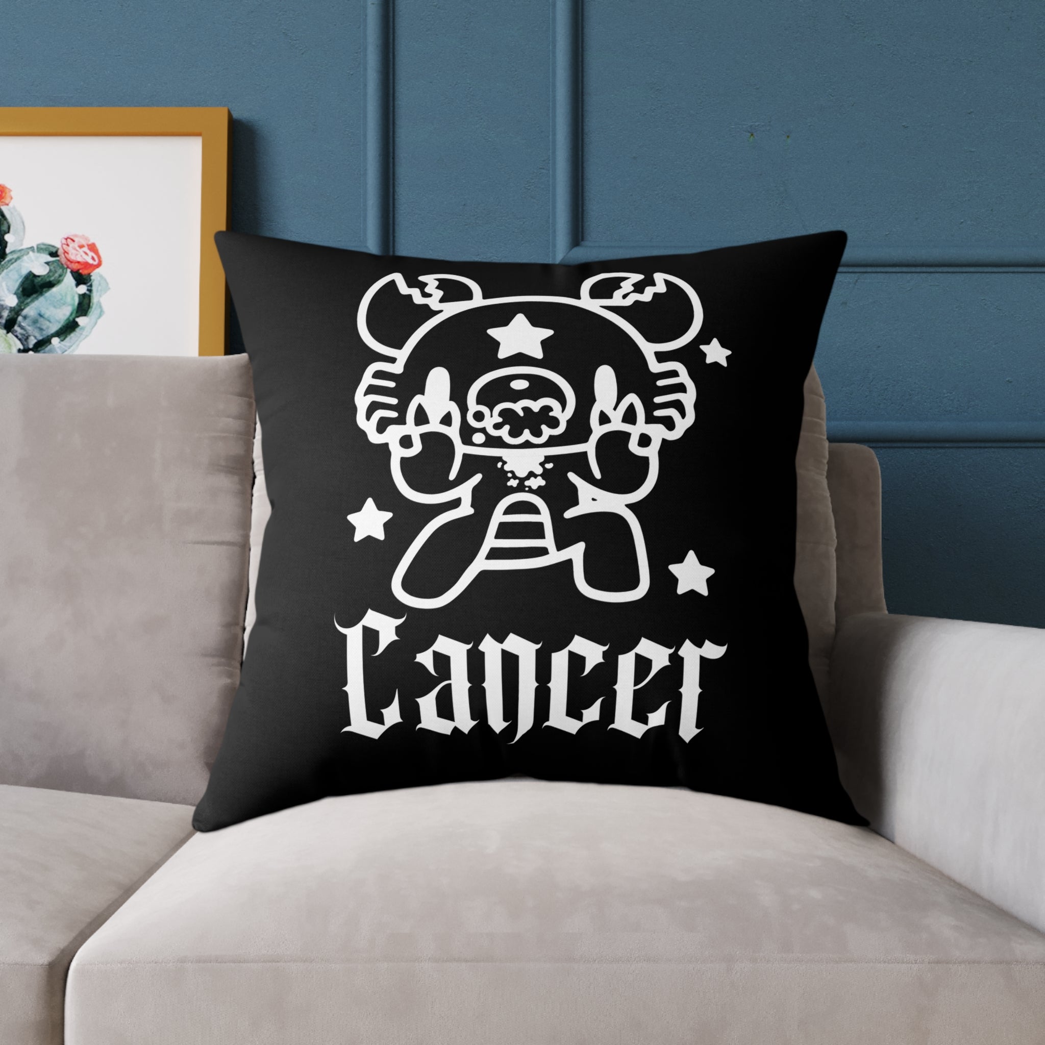 Gloomy Cancer Zodiac Square Poly Canvas Pillow