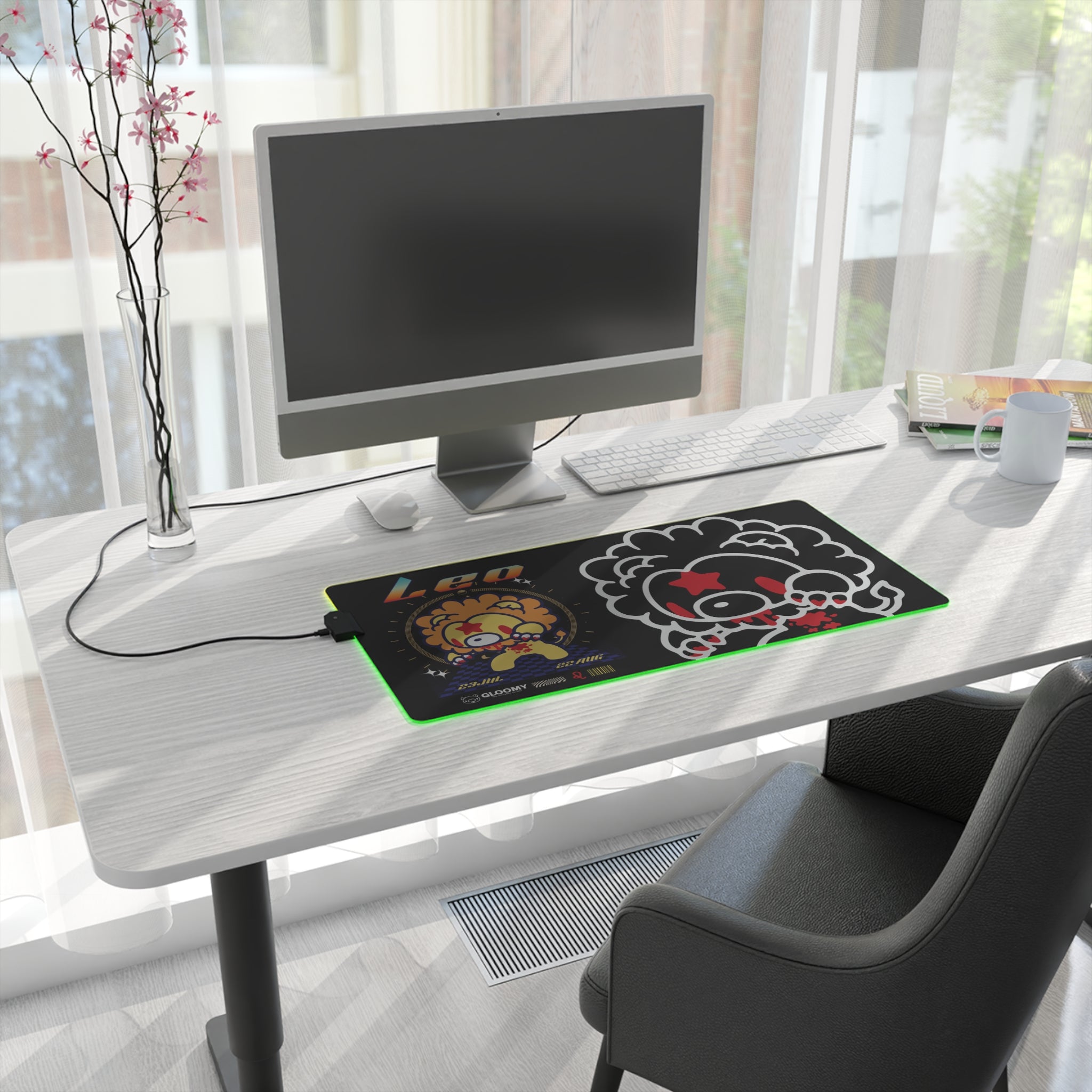 Leo Zodiac gloomy bear LED Gaming Mouse Pad