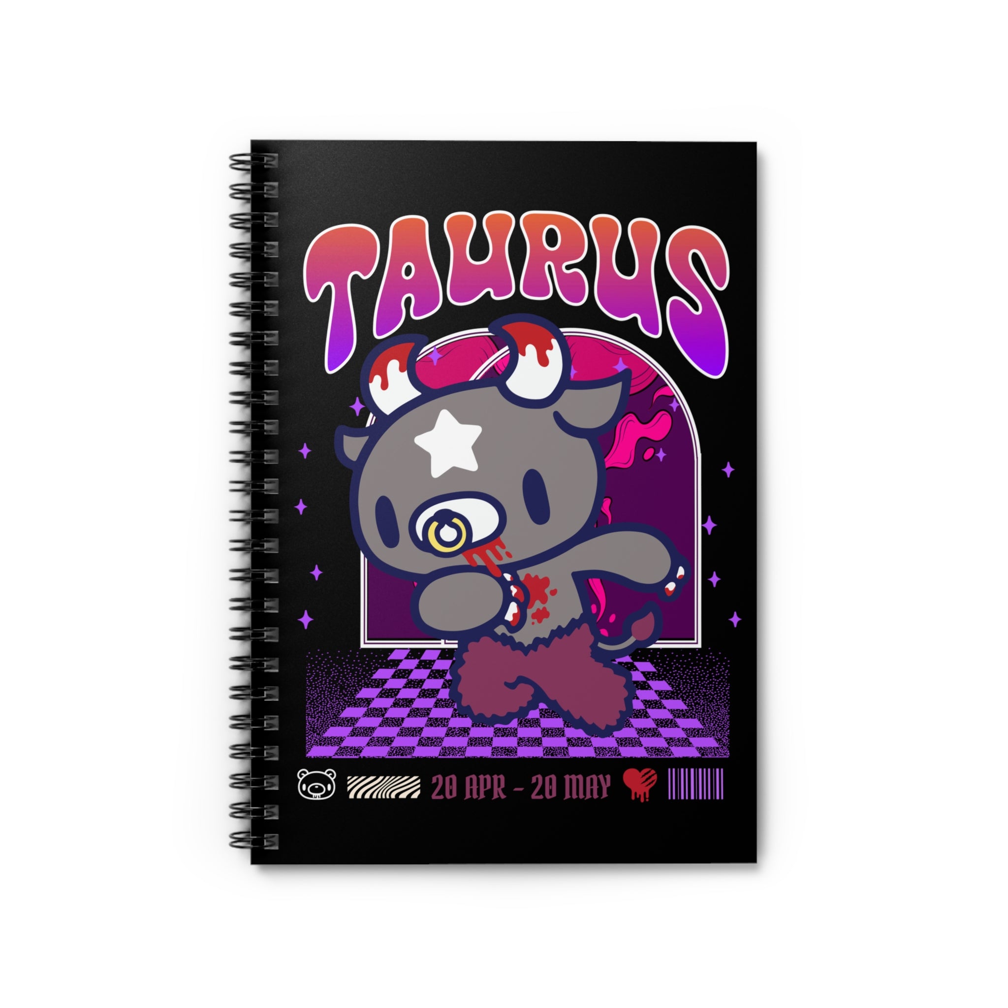 gloomy Taurus Zodiac Spiral Notebook - Ruled Line