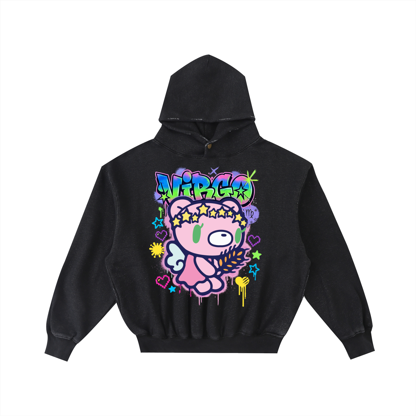 Gloomy Virgo Frayed Enzyme Washed Fleece Hoodie