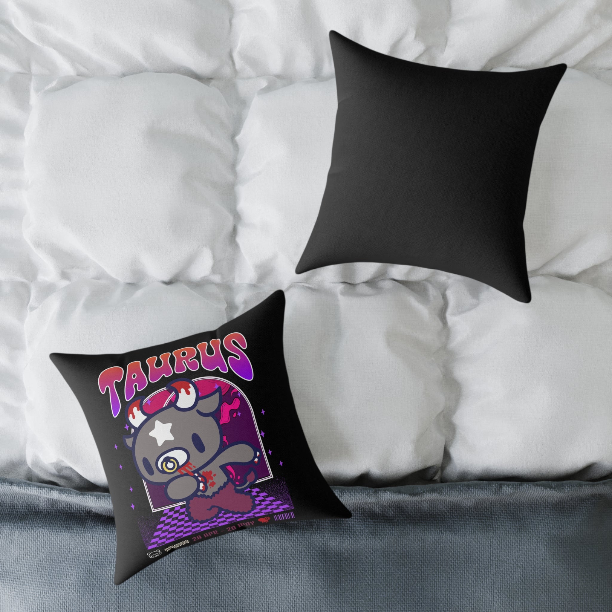 Gloomy Taurus Zodiac Square Poly Canvas Pillow