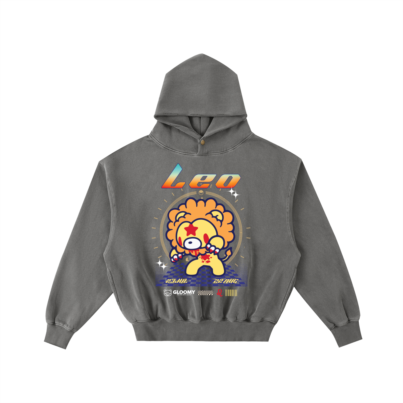 Frayed Enzyme Washed Fleece Hoodie