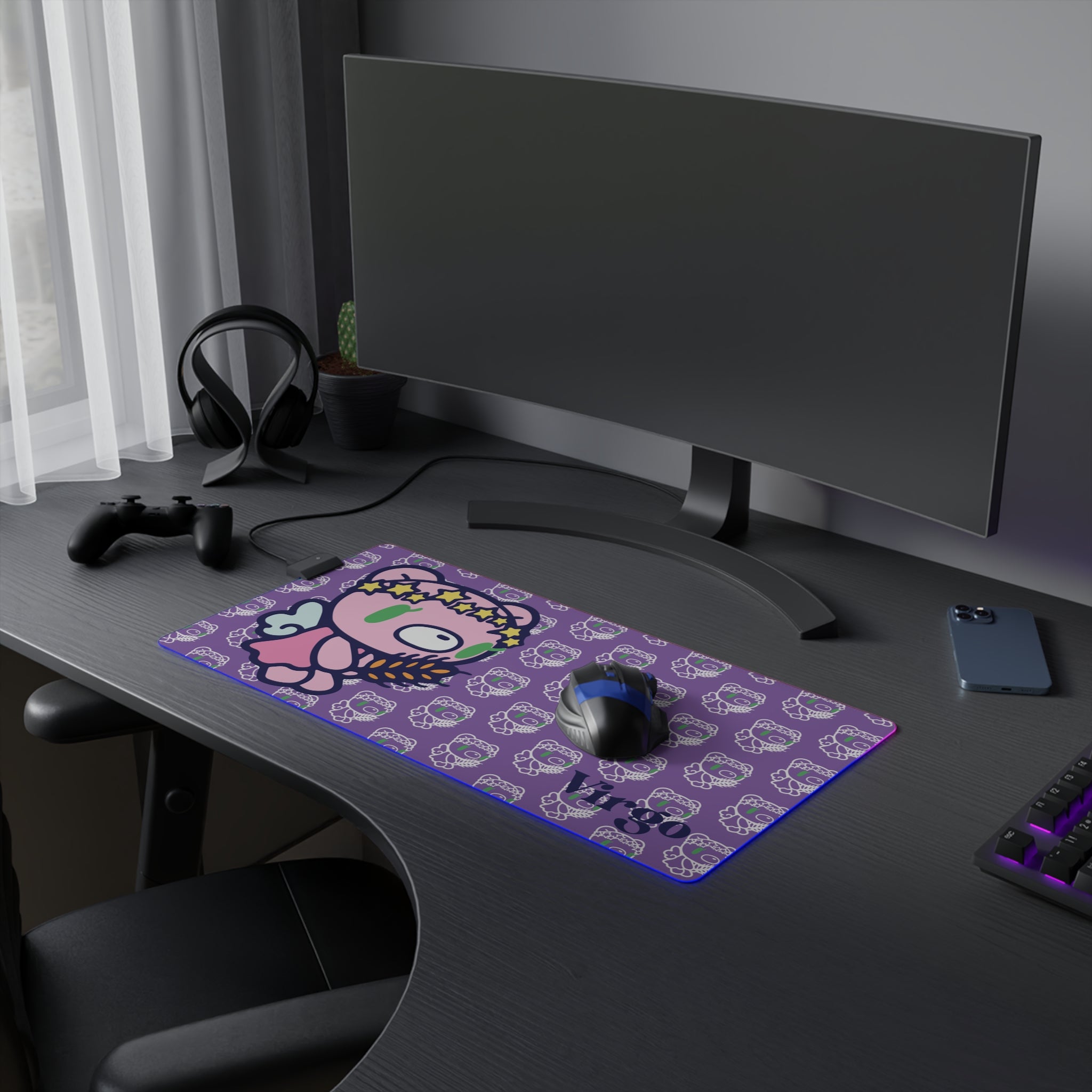 Virgo Zodiac gloomy bear LED Gaming Mouse Pad