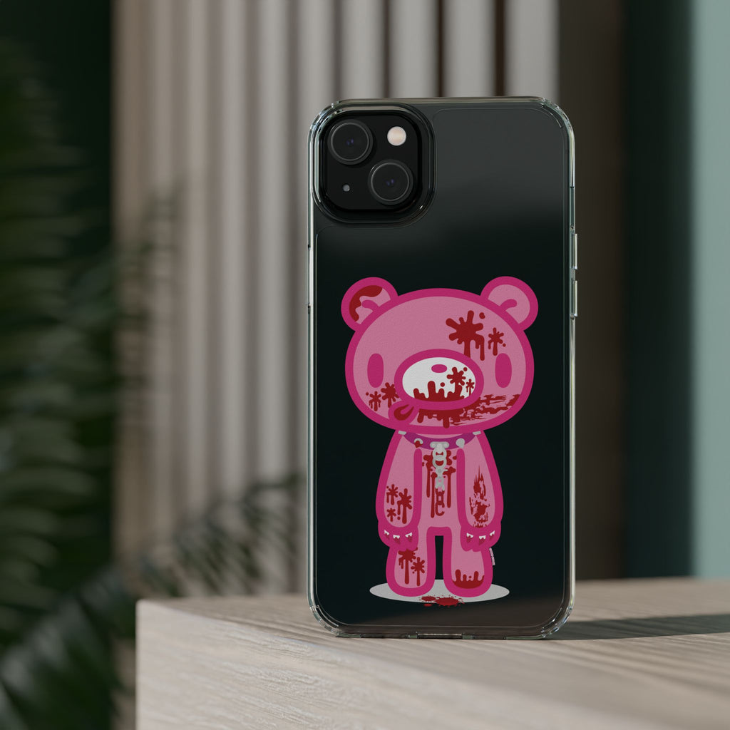 Pink Gloomy Bear Bloody - Clear Phone Case