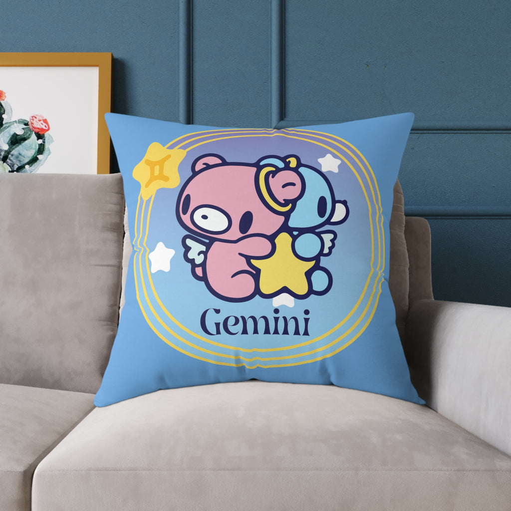 Gloomy Gemini Zodiac Square Poly Canvas Pillow