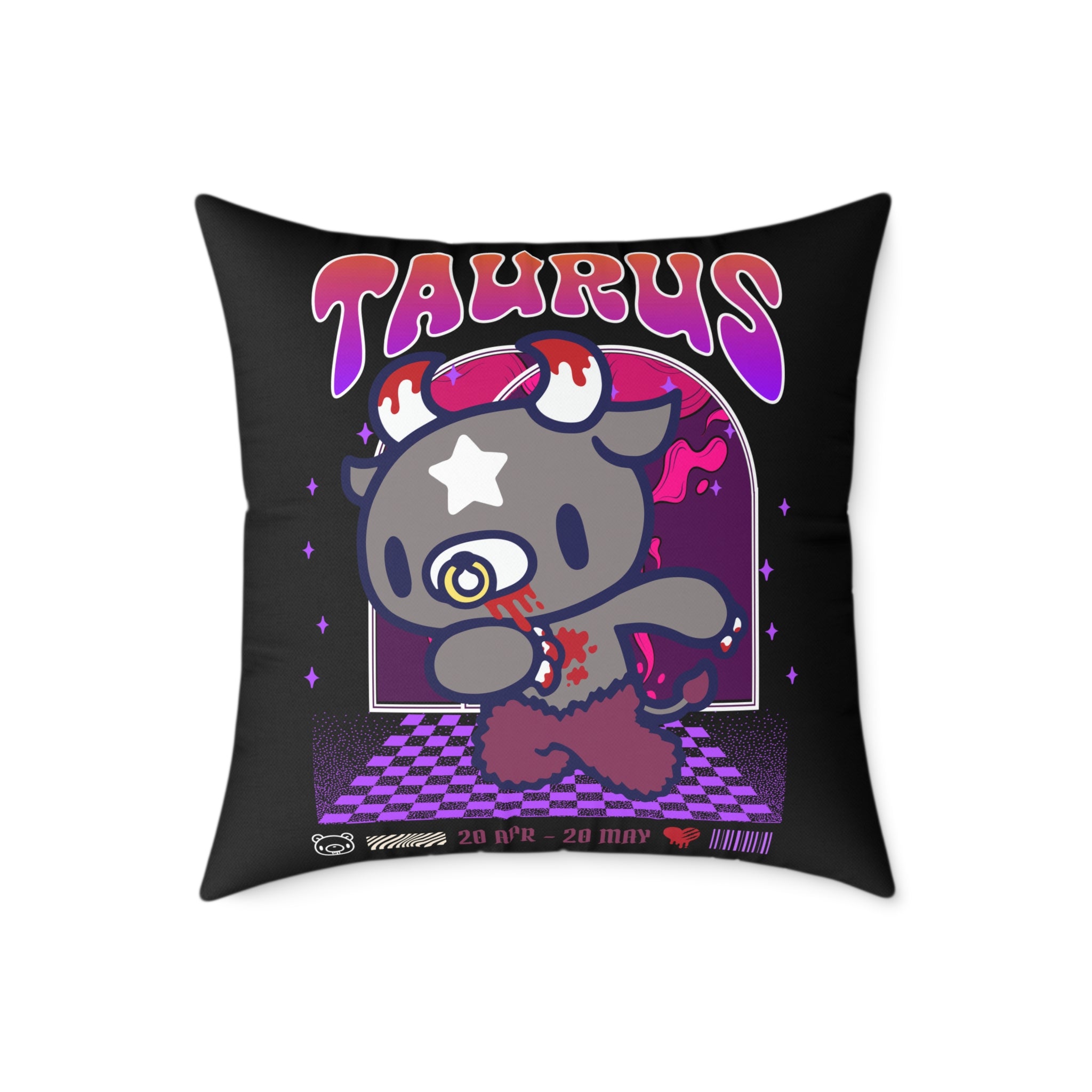 Gloomy Taurus Zodiac Square Poly Canvas Pillow
