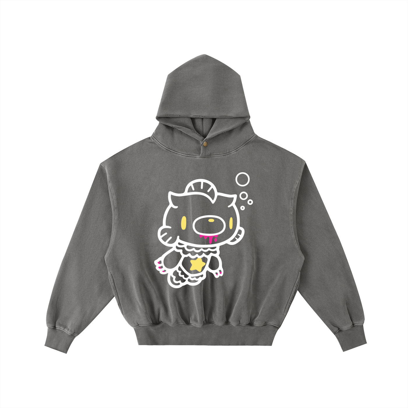 Frayed Enzyme Washed Fleece Hoodie