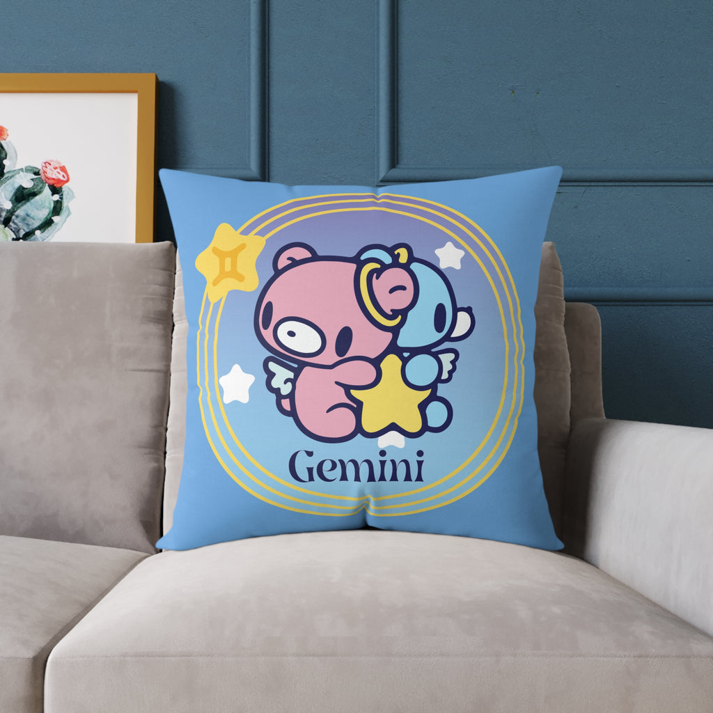 Gloomy Gemini Zodiac Square Poly Canvas Pillow