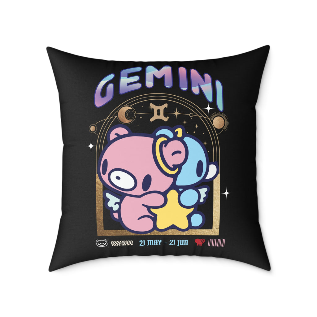 Gloomy Gemini Zodiac Square Poly Canvas Pillow