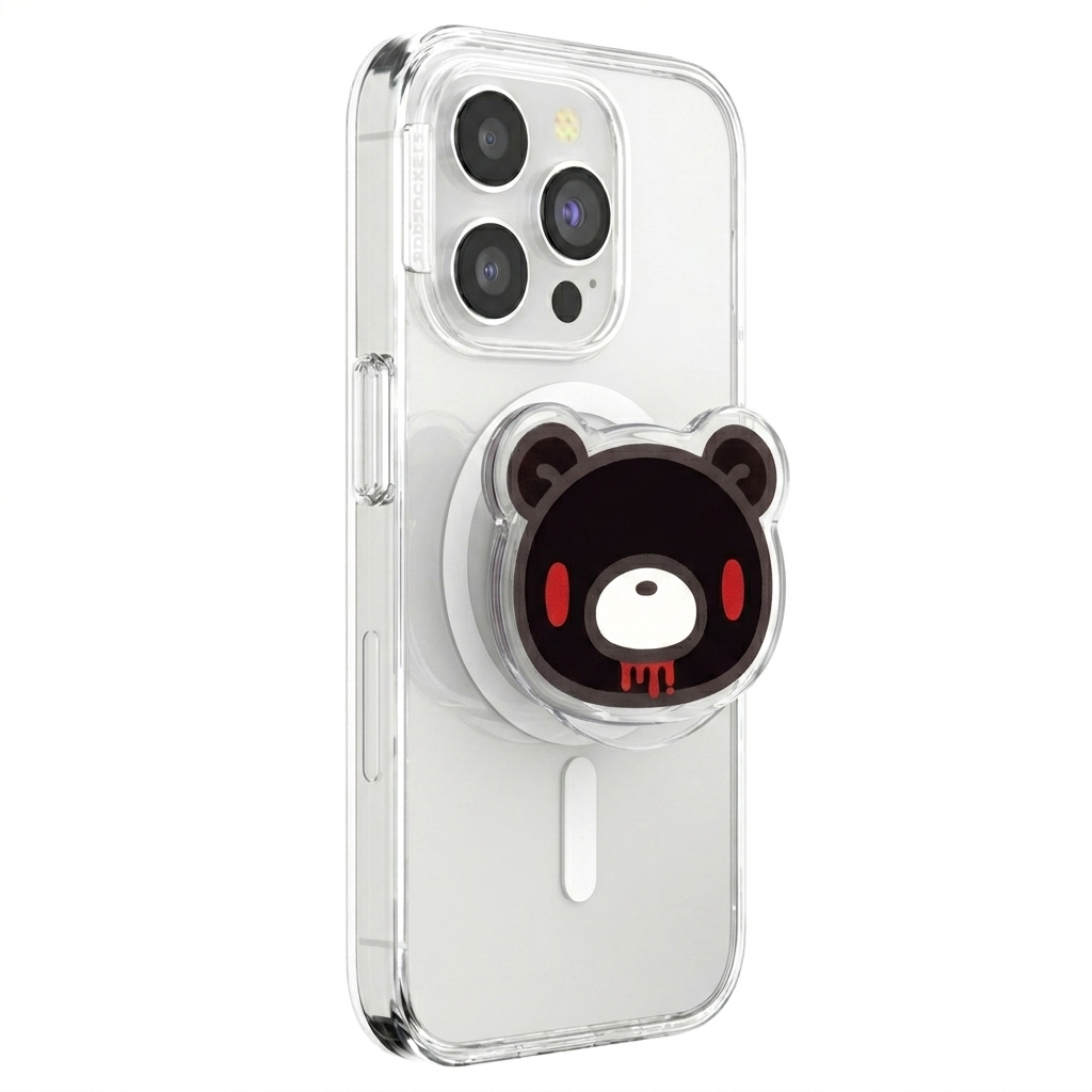 Gloomy Bear Phone Grip with Magnetic Ring - Black