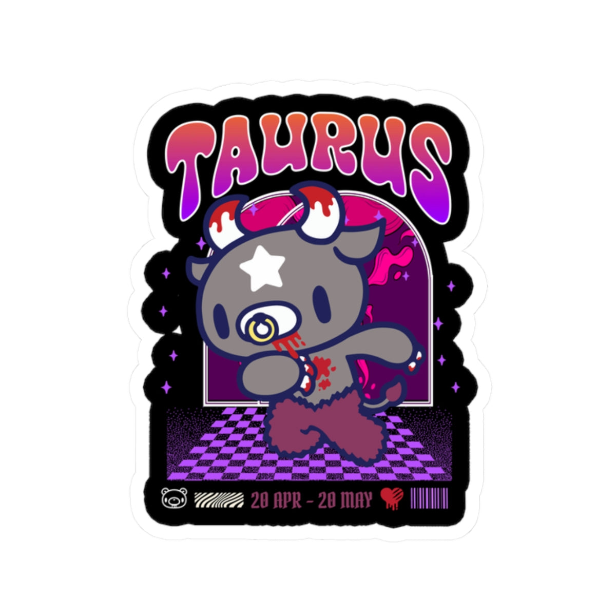 Gloomy Taurus Zodiac Kiss-Cut Stickers