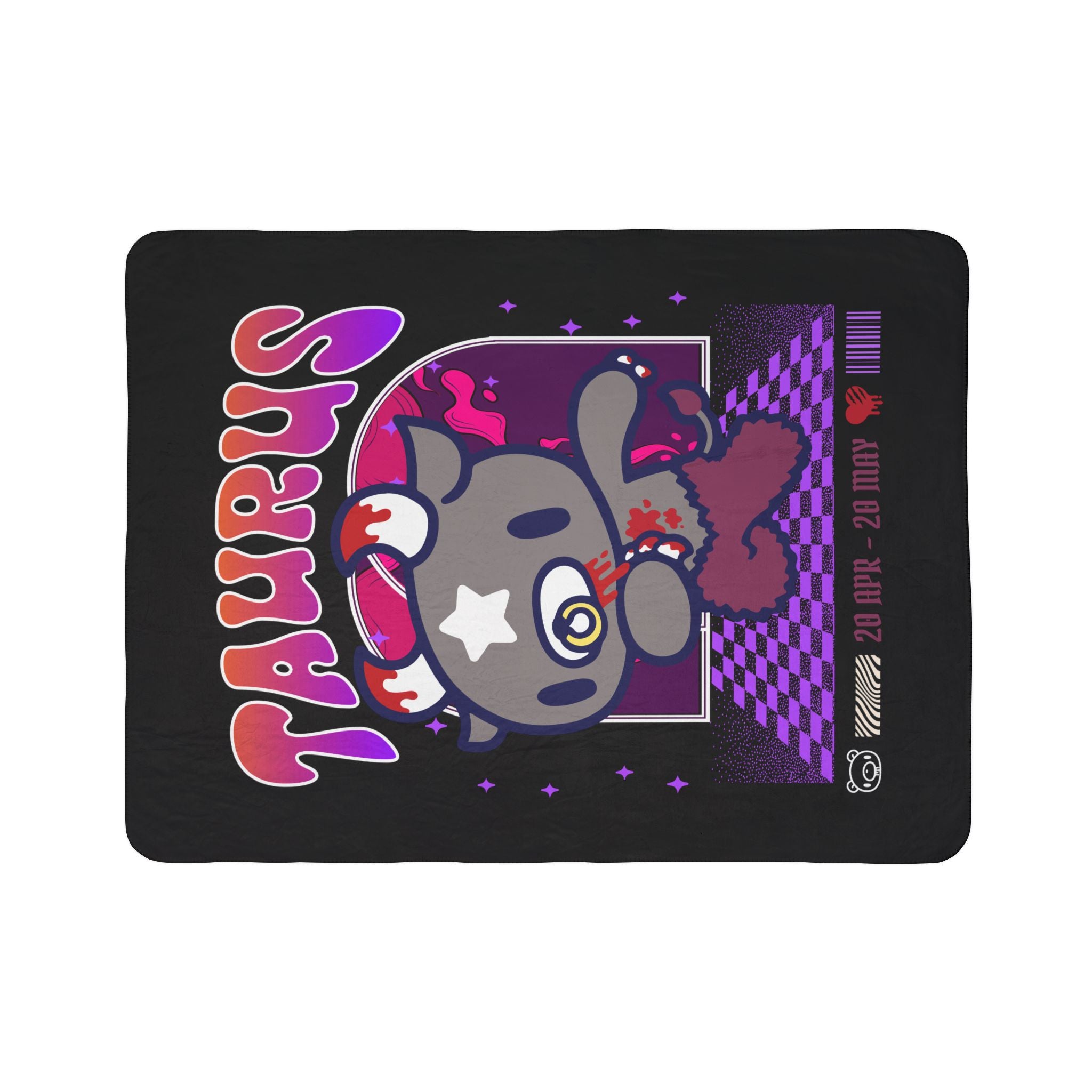 Gloomy Bear Taurus Zodiac Fleece Sherpa Blanket