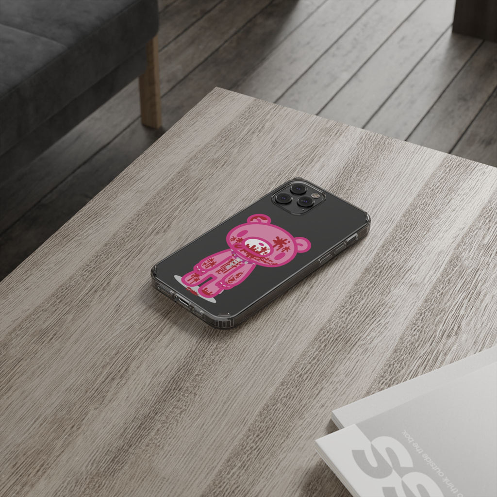 Pink Gloomy Bear Bloody - Clear Phone Case