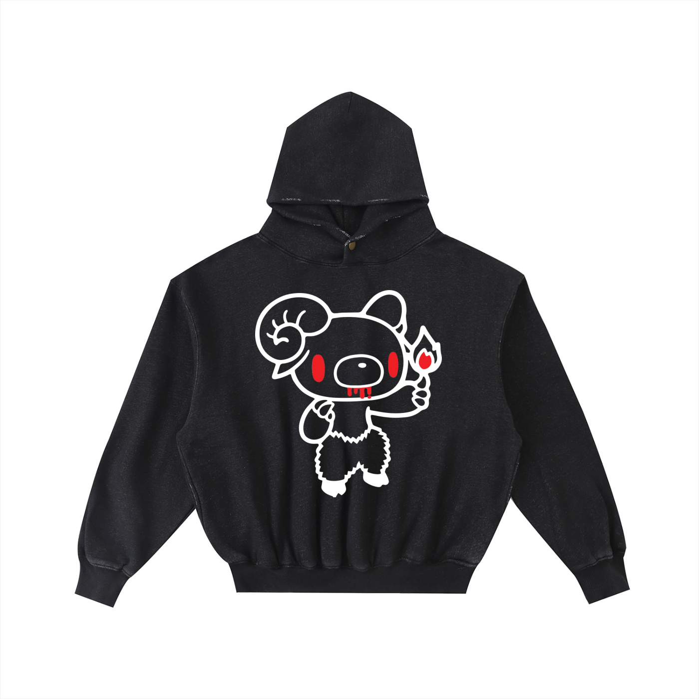 Frayed Enzyme Washed Fleece Hoodie