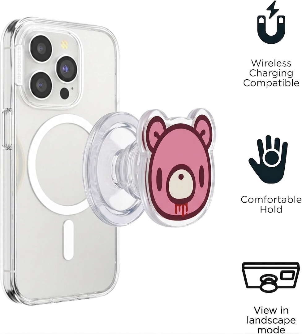 Gloomy Bear Phone Grip with Magnetic Ring - Pink