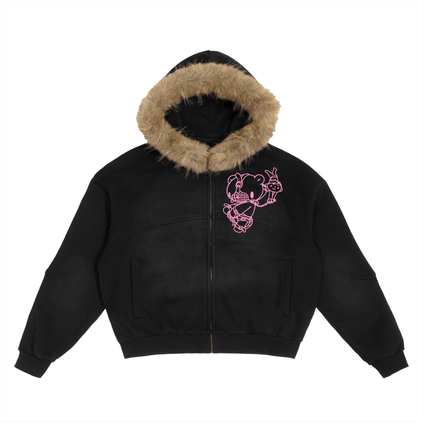 Muzzle Gloomy Detachable Fur Hoodie
