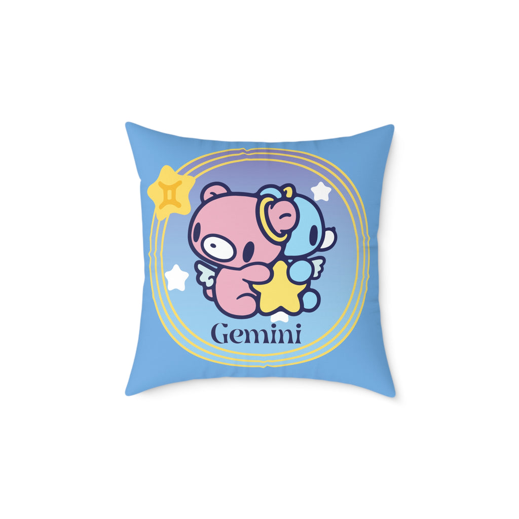 Gloomy Gemini Zodiac Square Poly Canvas Pillow