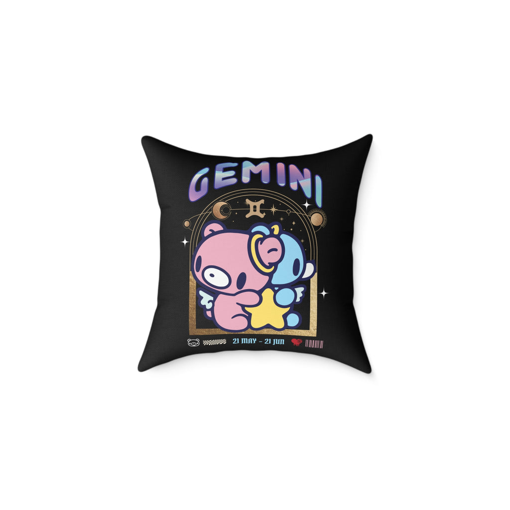 Gloomy Gemini Zodiac Square Poly Canvas Pillow
