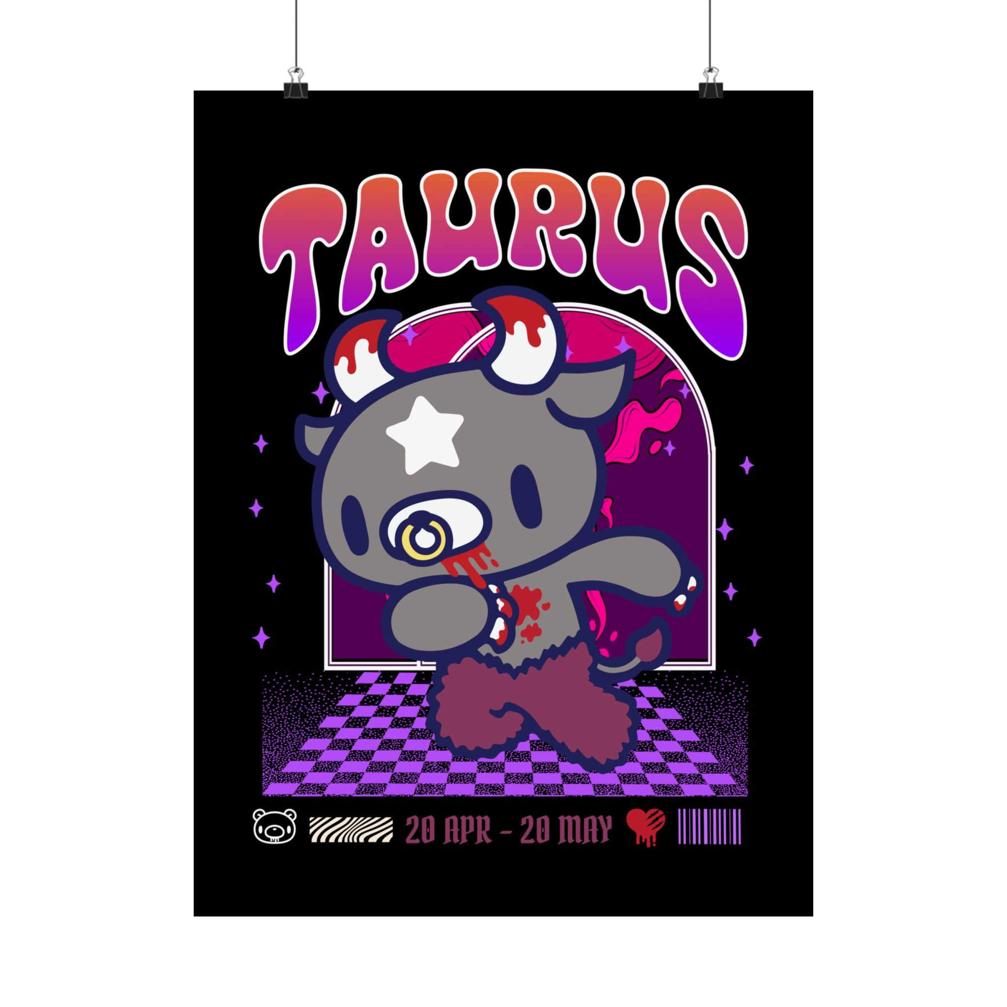 Gloomy Taurus Zodiac Satin Posters (300gsm)