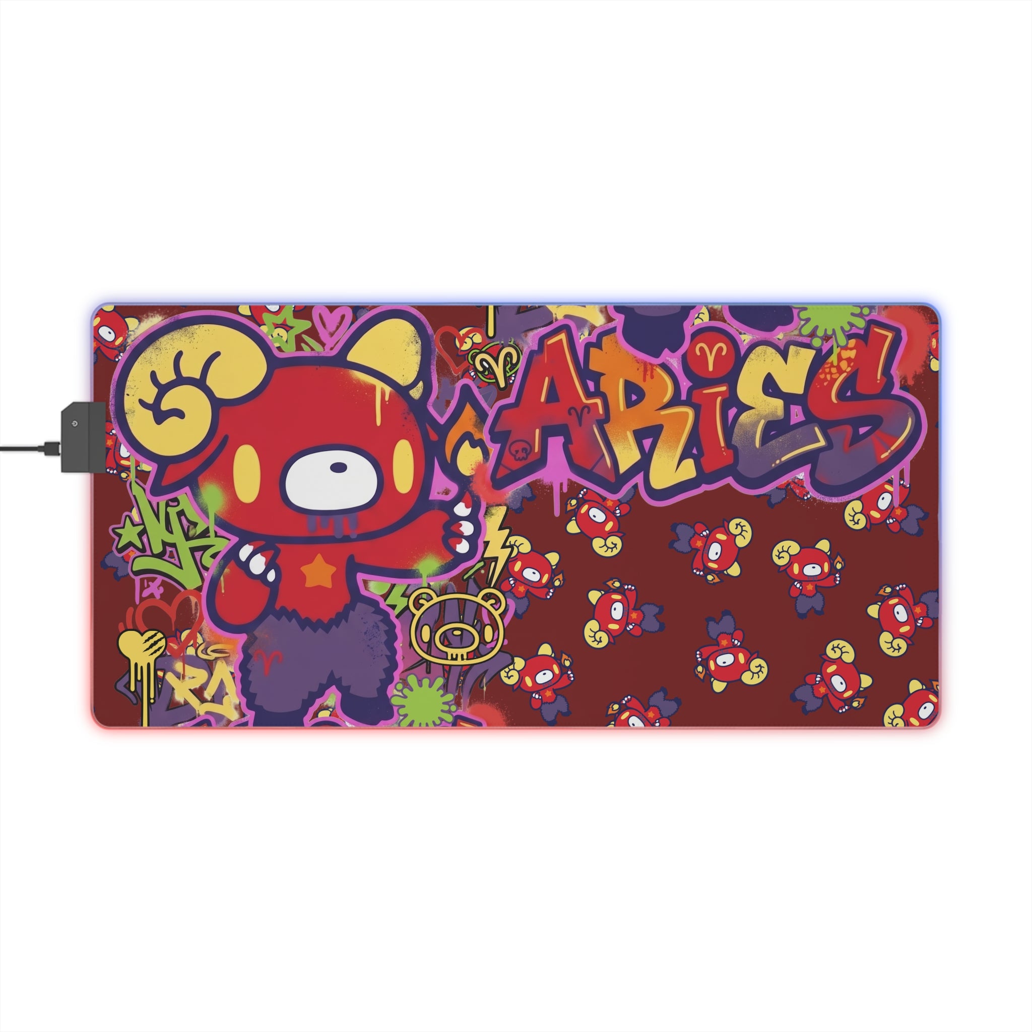 Aries Zodiac gloomy bear LED Gaming Mouse Pad