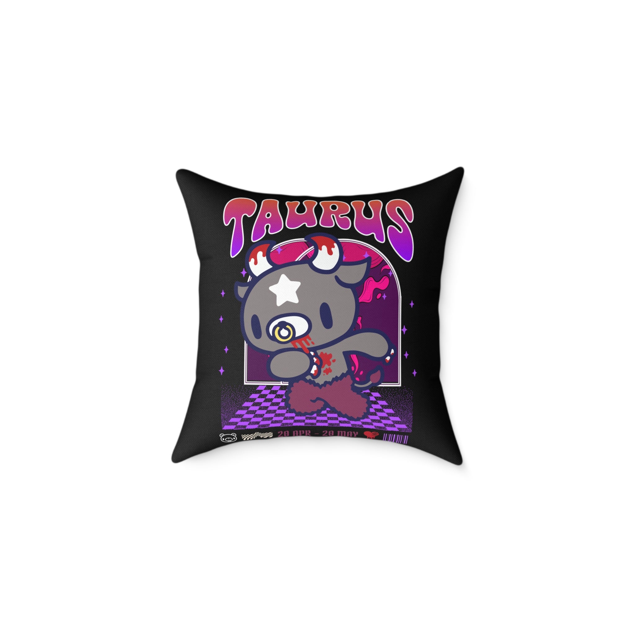 Gloomy Taurus Zodiac Square Poly Canvas Pillow