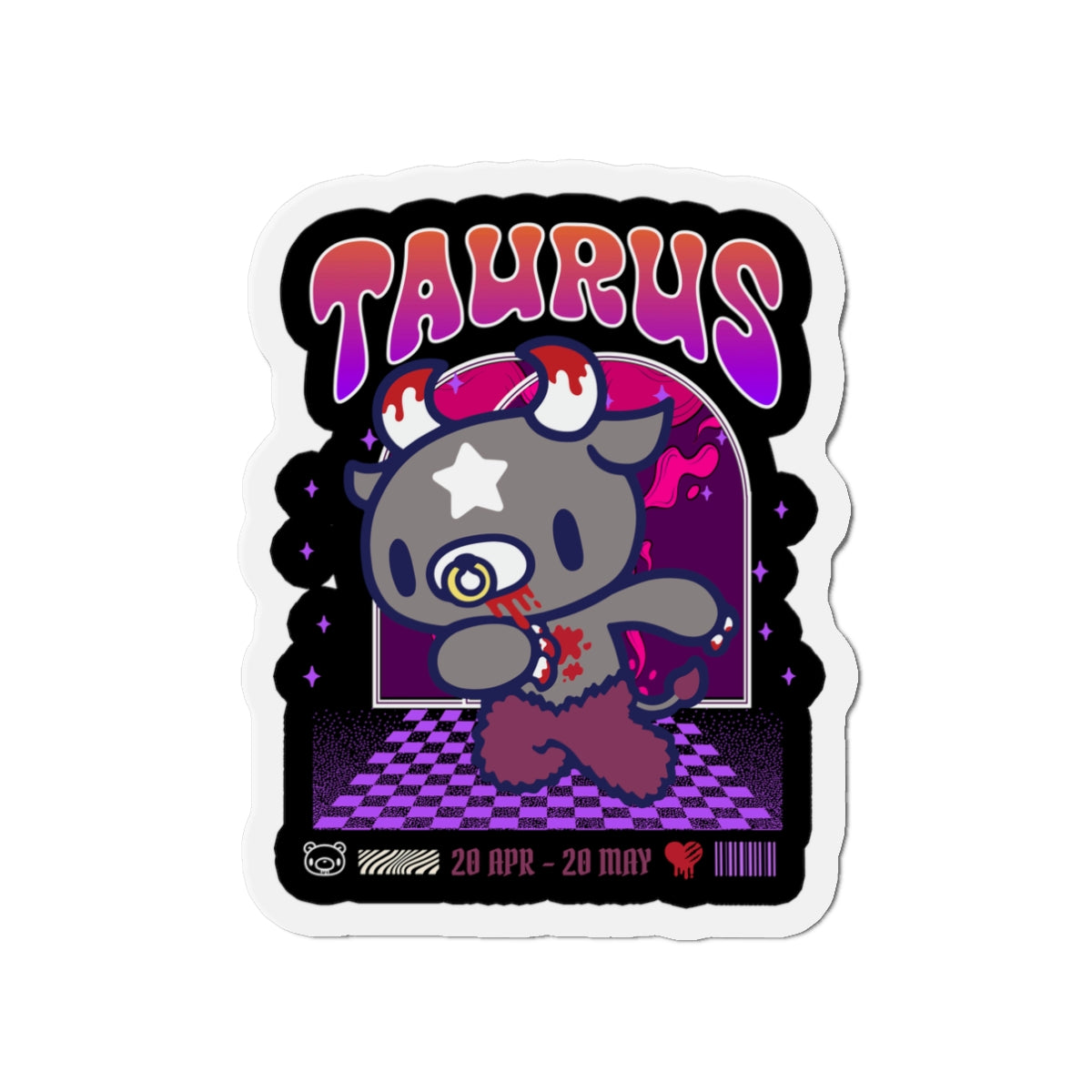Gloomy Taurus Zodiac  Die-Cut Magnets