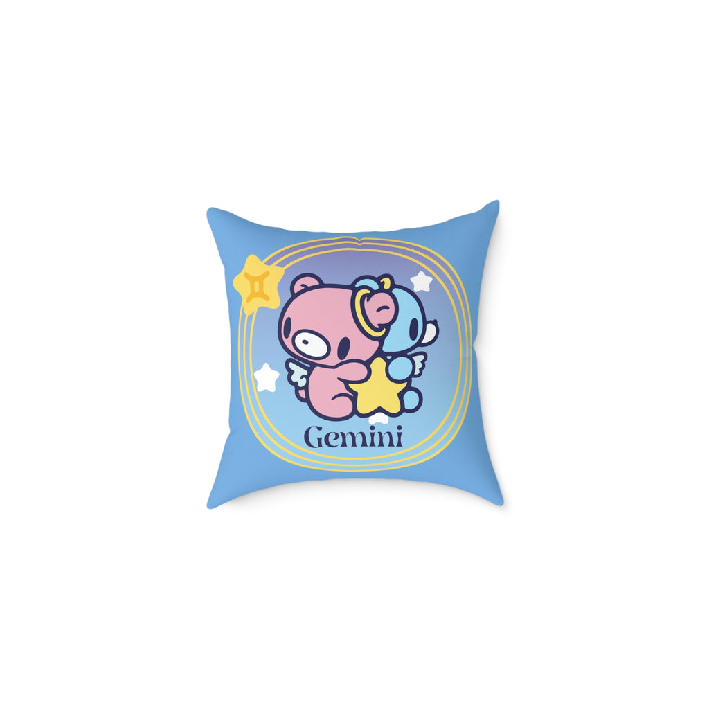 Gloomy Gemini Zodiac Square Poly Canvas Pillow
