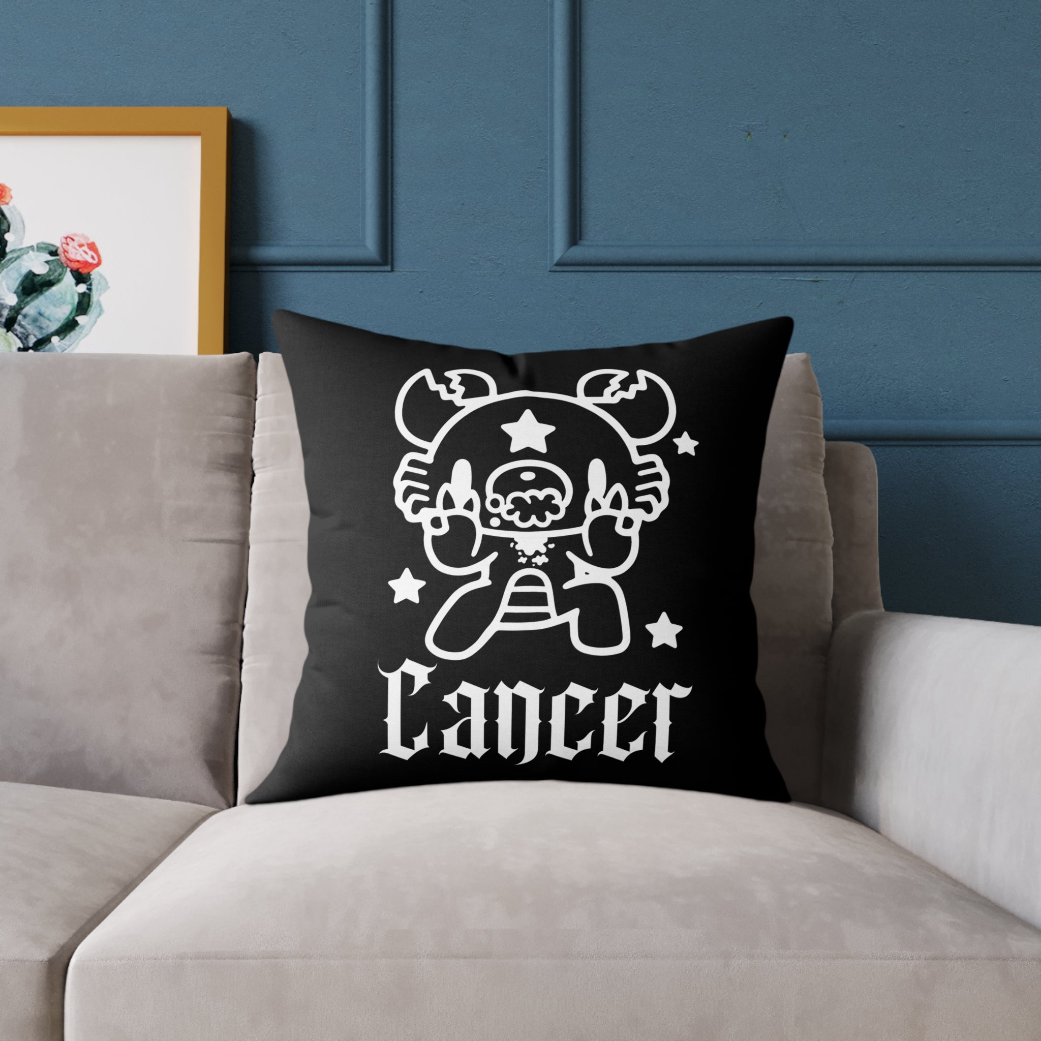 Gloomy Cancer Zodiac Square Poly Canvas Pillow