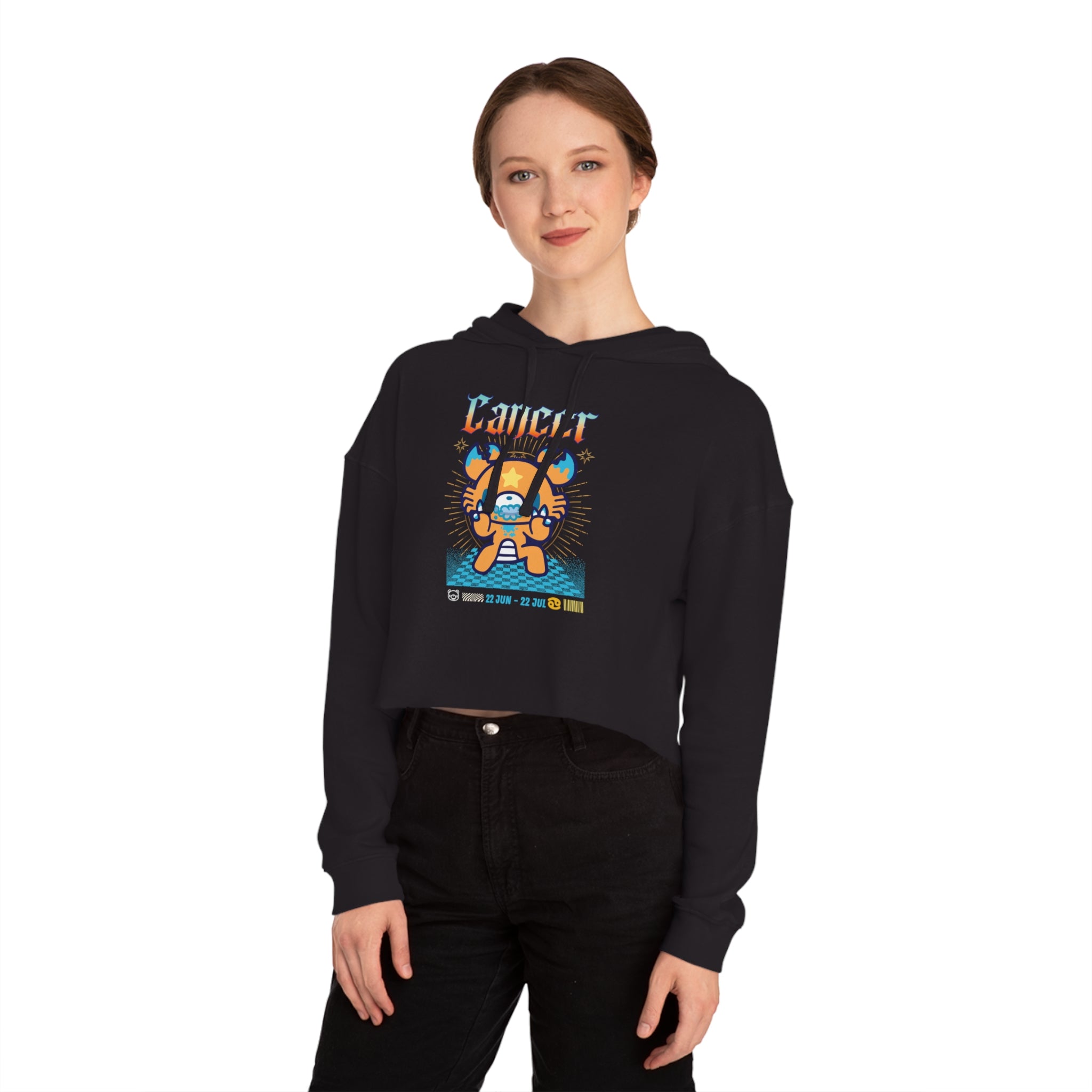 Gloomy Cancer Zodiac Women’s Cropped Hooded Sweatshirt