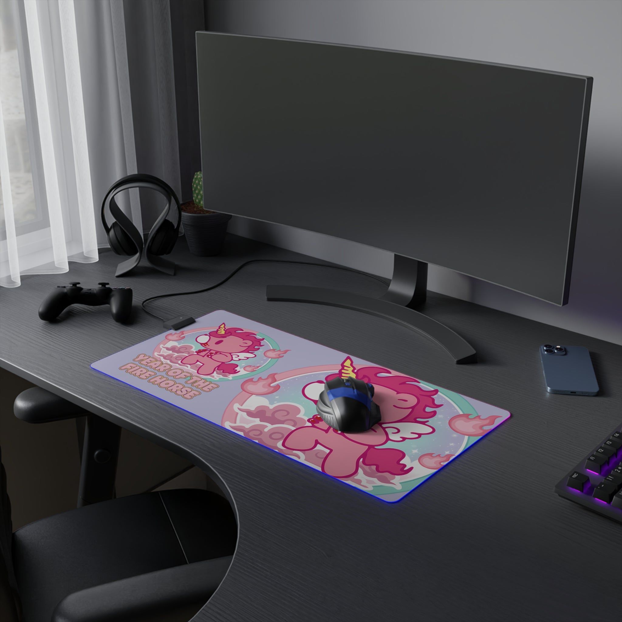 Fire Horse Gloomy Bear LED Gaming Mouse Pad