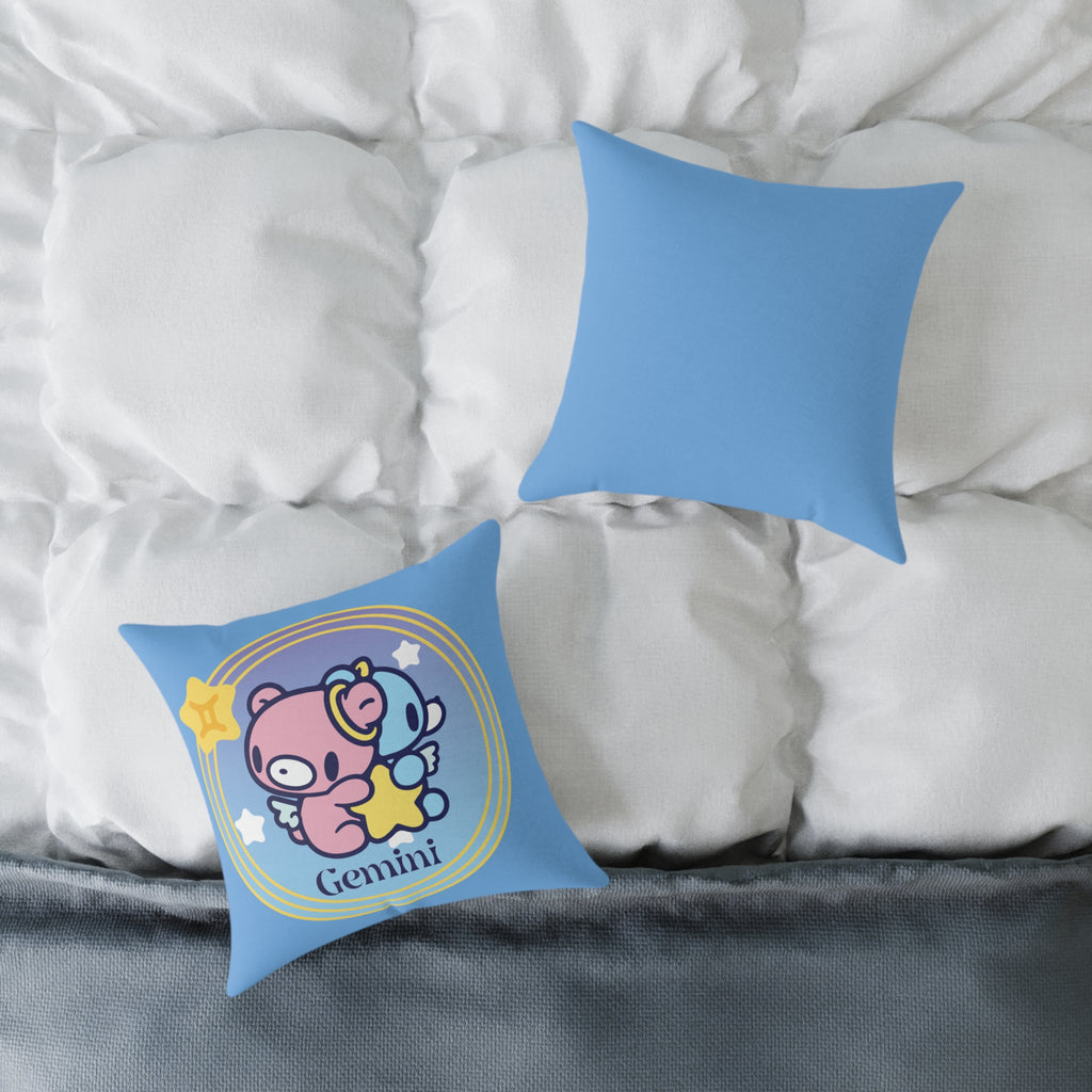 Gloomy Gemini Zodiac Square Poly Canvas Pillow