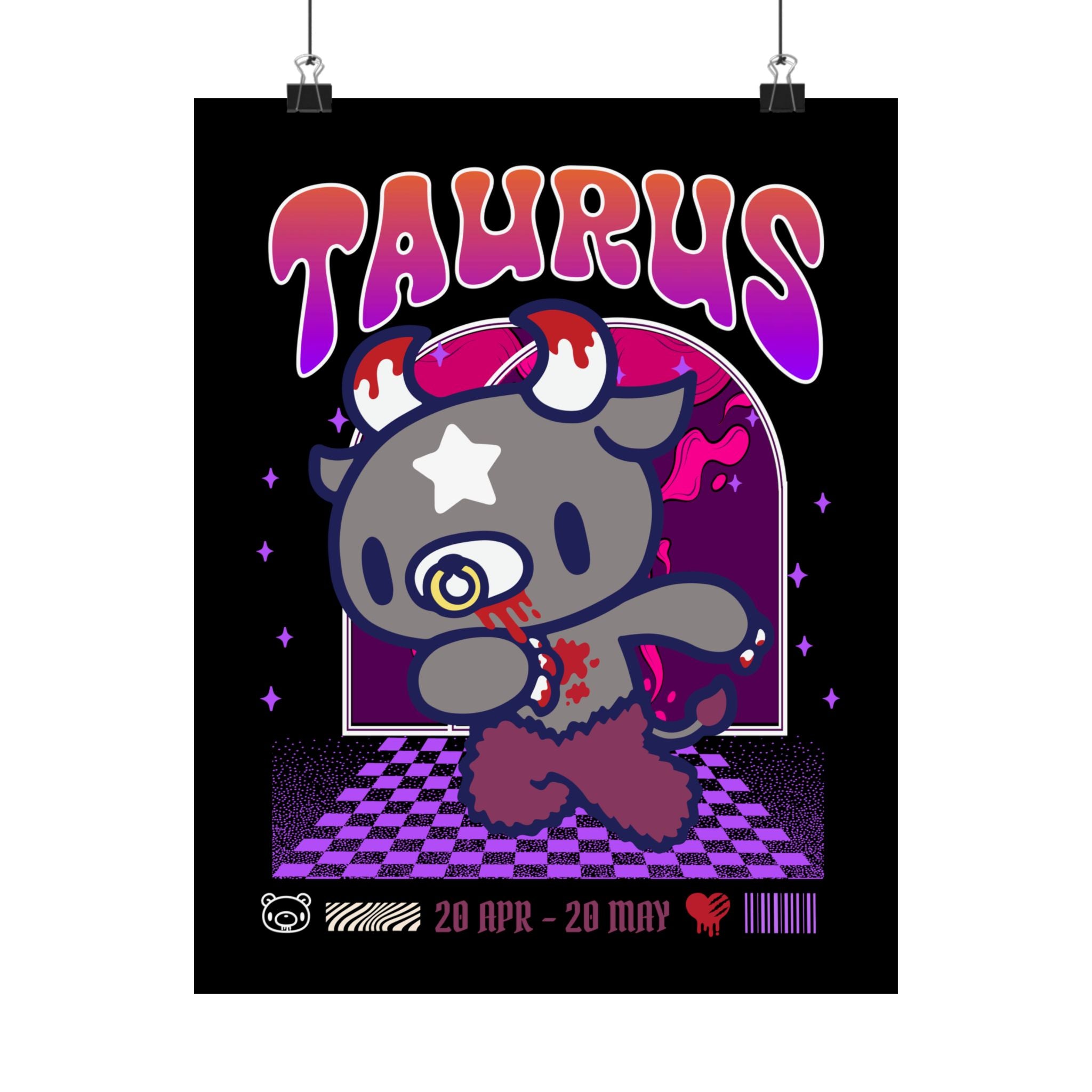 Gloomy Taurus Zodiac Satin Posters (300gsm)