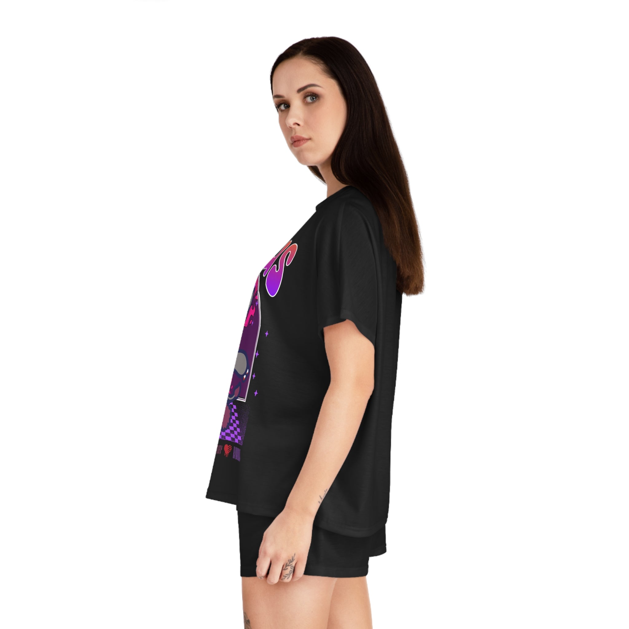 Gloomy Taurus Zodiac Women's Short Pajama Set (AOP)