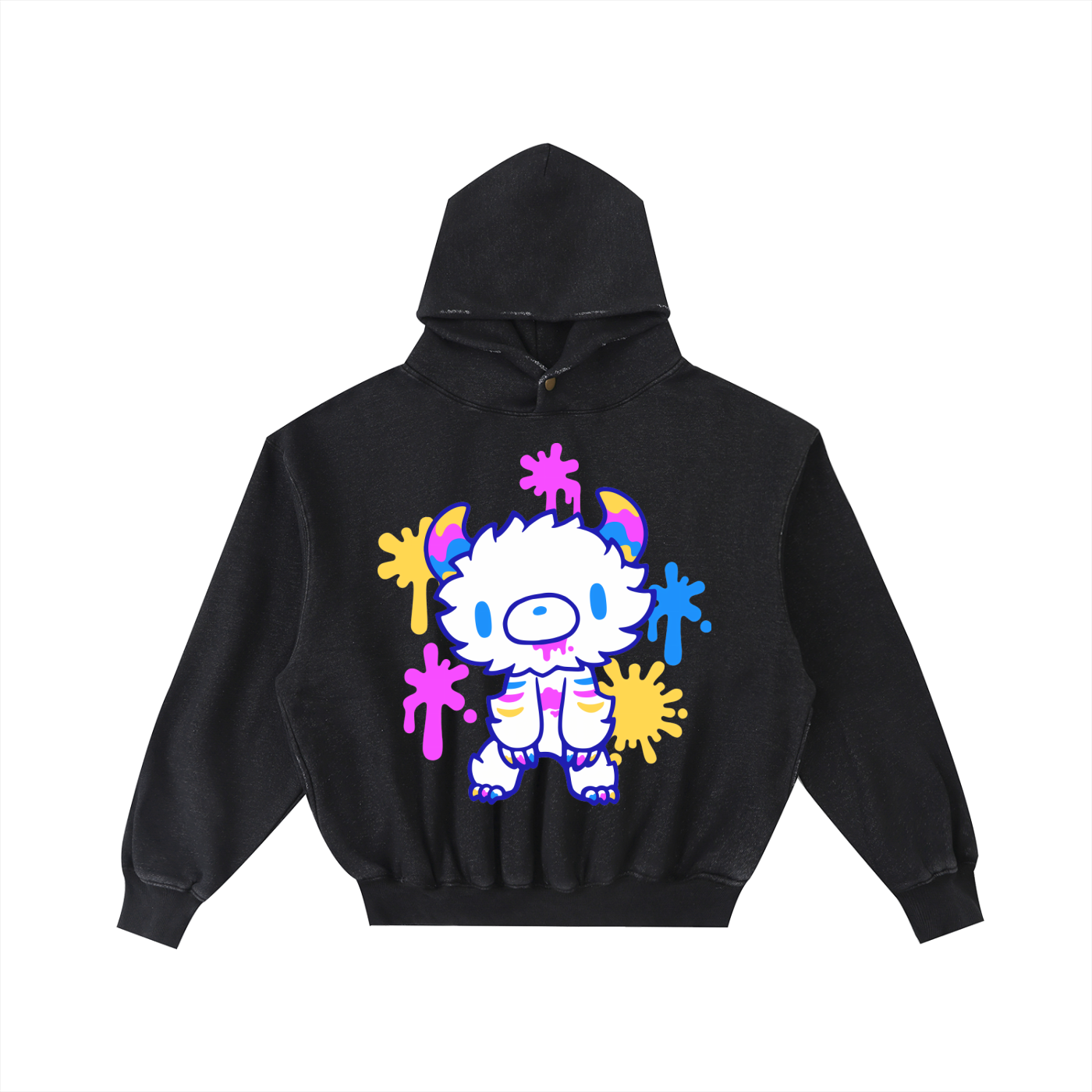 Frayed Enzyme Washed Fleece Hoodie