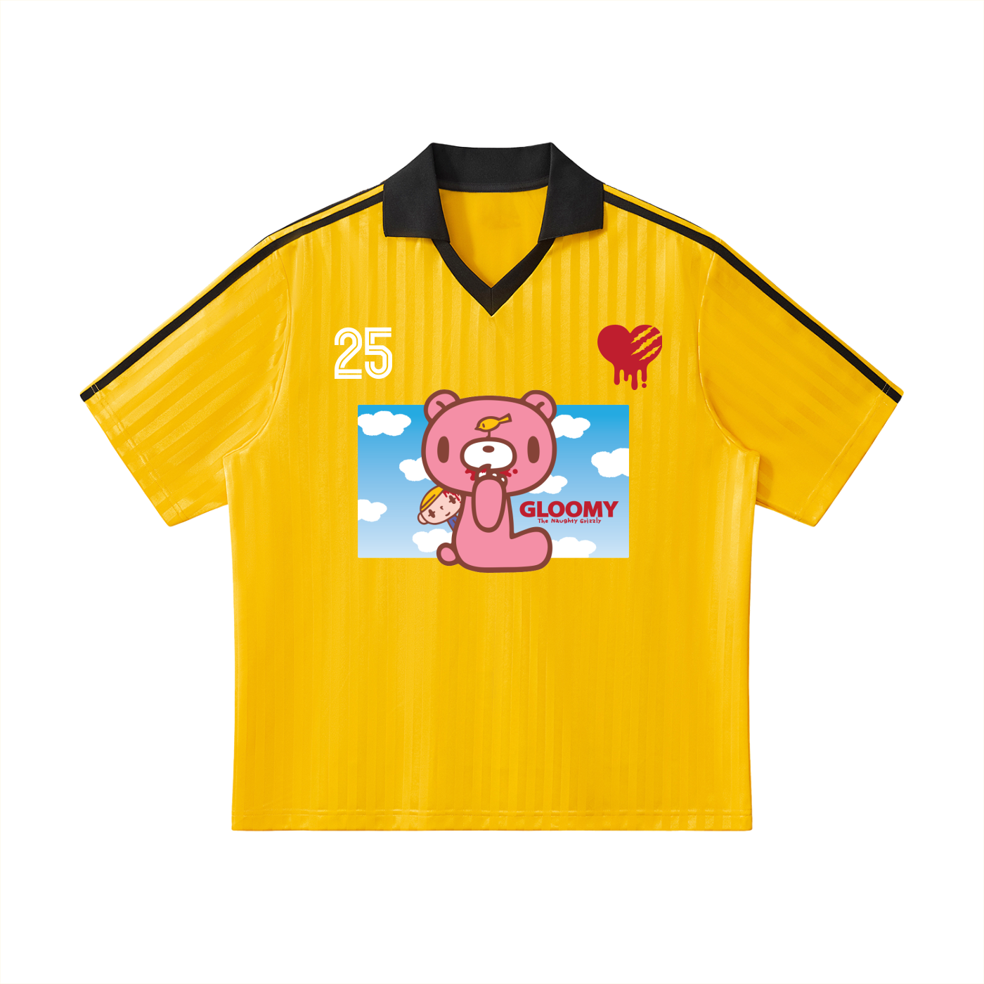Gloomy Bear 25 Contrast Collar Striped Soccer Jersey