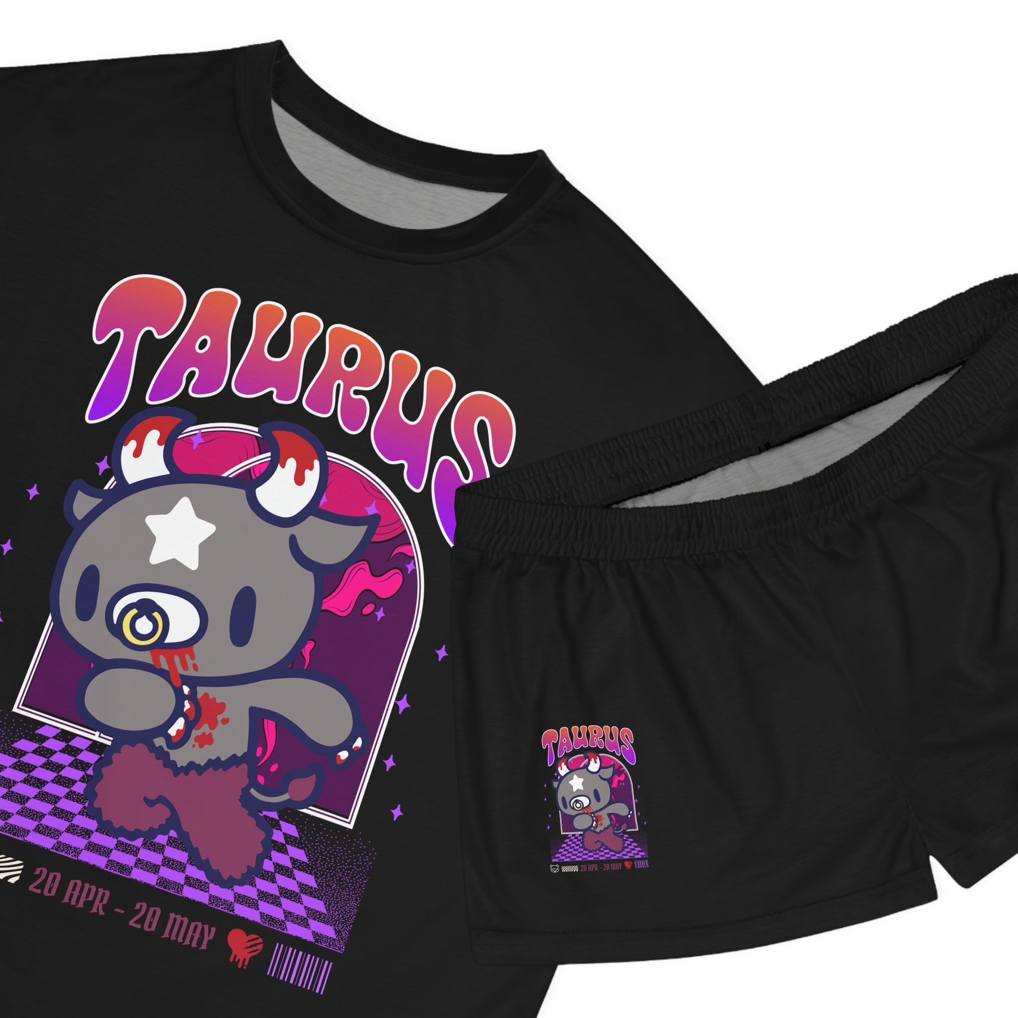 Gloomy Taurus Zodiac Women's Short Pajama Set (AOP)